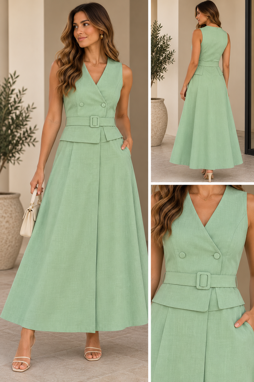 Vestido Midi Estruturado com Cinto