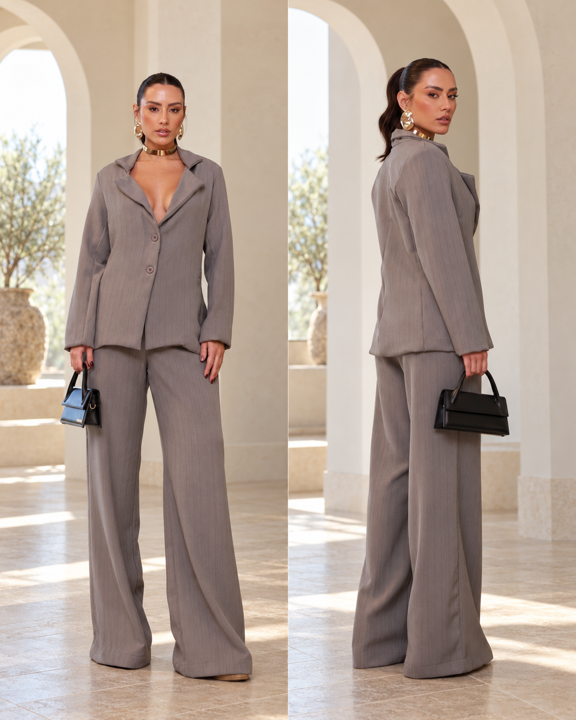 Conjunto de Alfaiataria Risca de Giz – Calça e Blazer