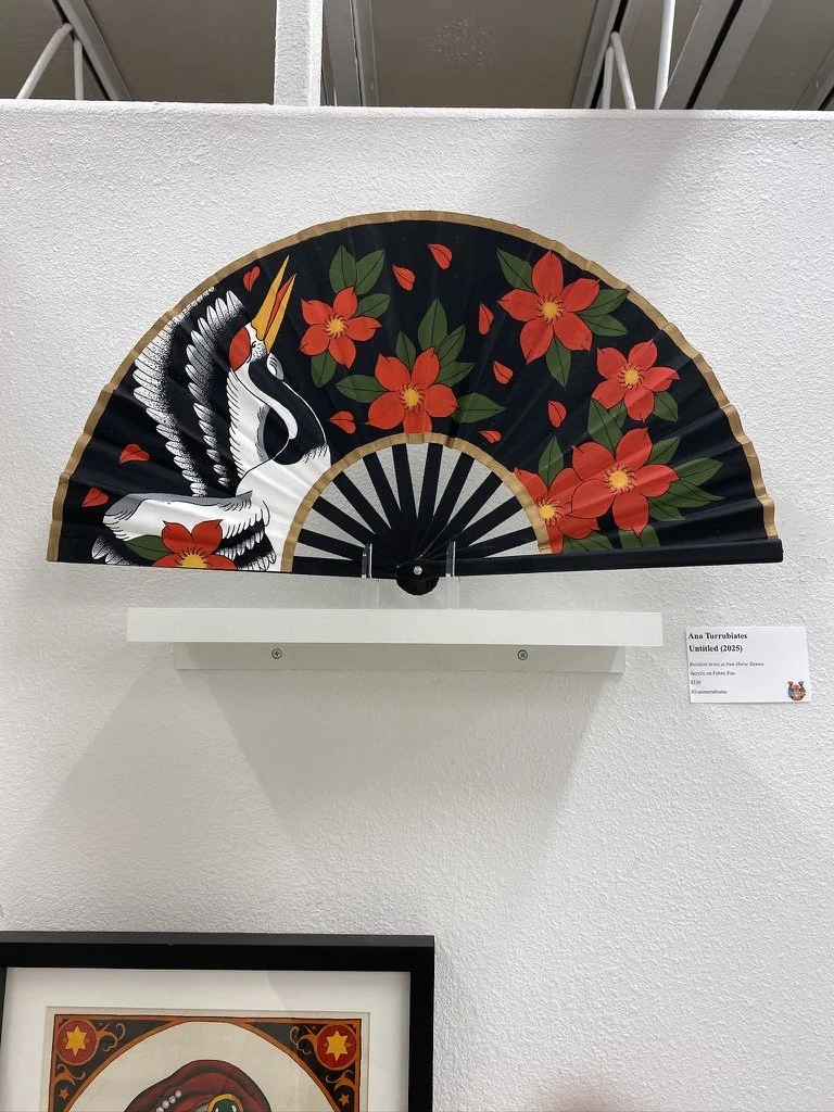 Crane and sakuras fan
