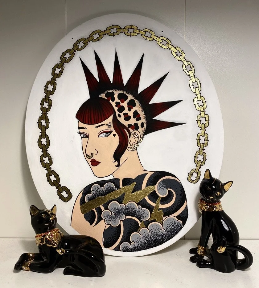 Punk girl wood cutout
