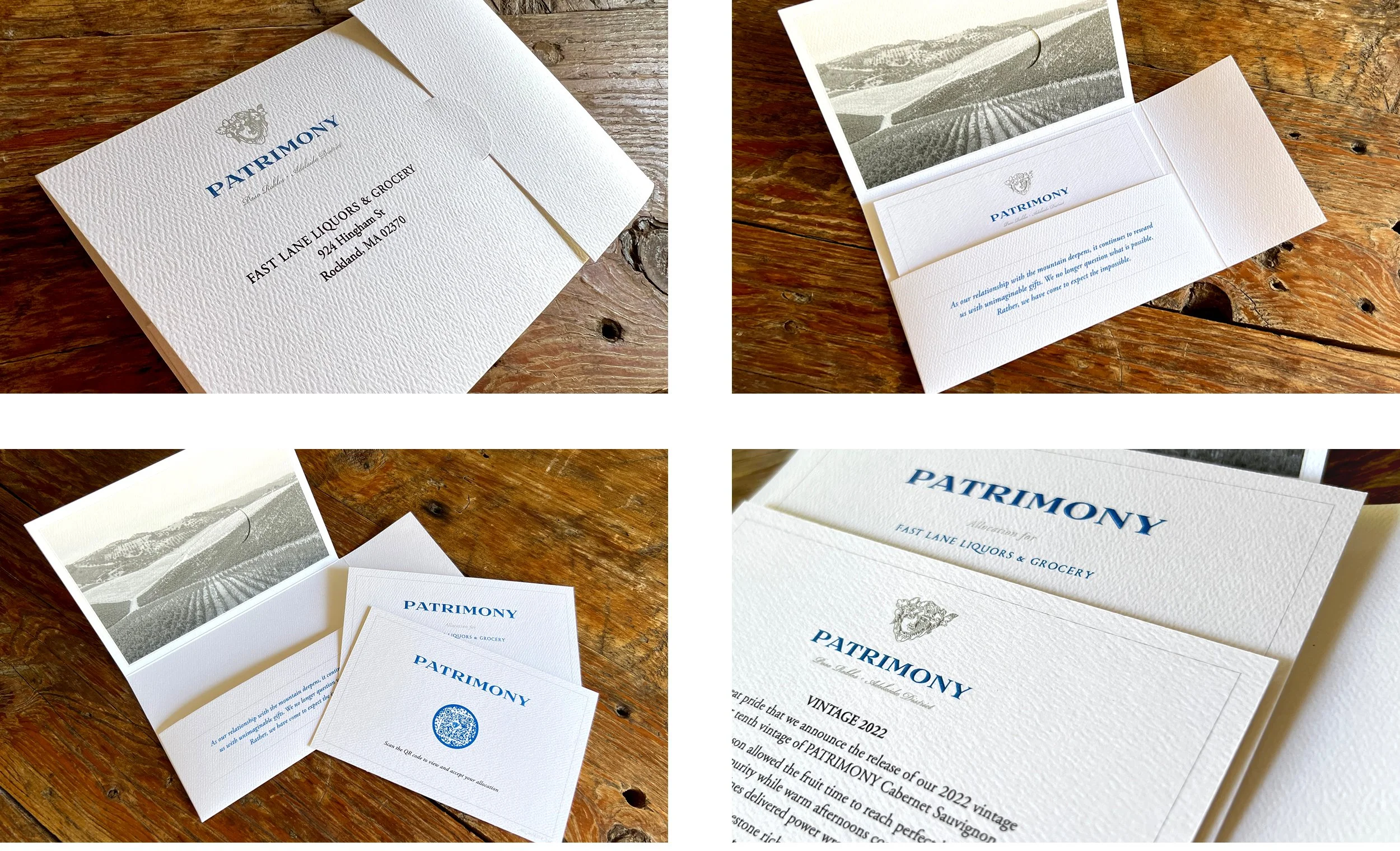 PATRIMONY foil and embossed Wine Allocation Packet