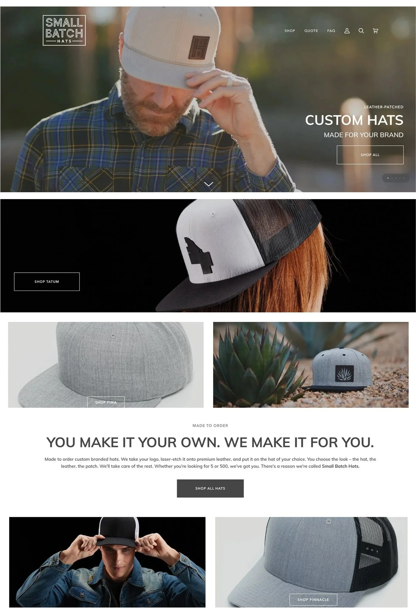 Small Batch Hats Shopify Website