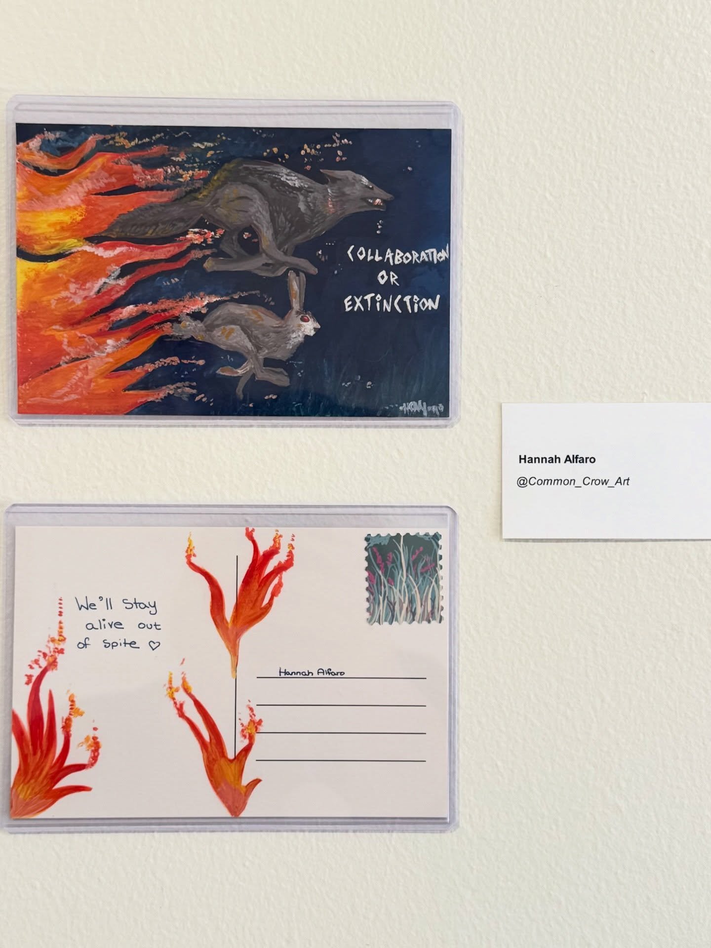 Never got around to posting about the gallery reception! 

I got to make two new original pieces for this gallery - my postcard submission plus the main gallery image we used for marketing! 

My postcard is gouache on paper and the stamps I illustrat