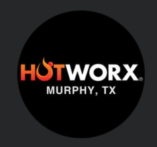 HustWorx logo with flame design, located in Murphy, Texas.