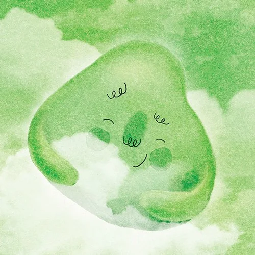 green sky hugging cloud