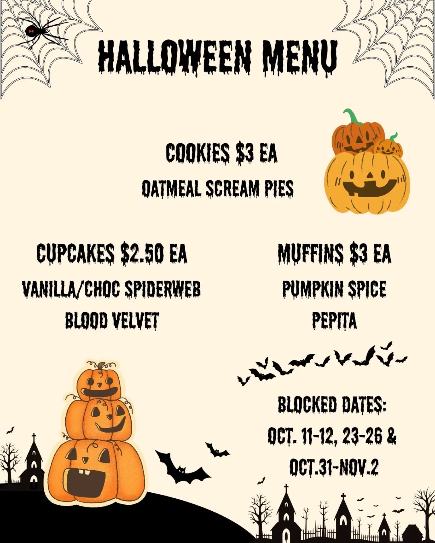It's still 80 degrees, but it's spooky season in my heart and I have the spine-tingling treats ready! Please note the blocked dates: I have several kid activities to attend &amp; plan!