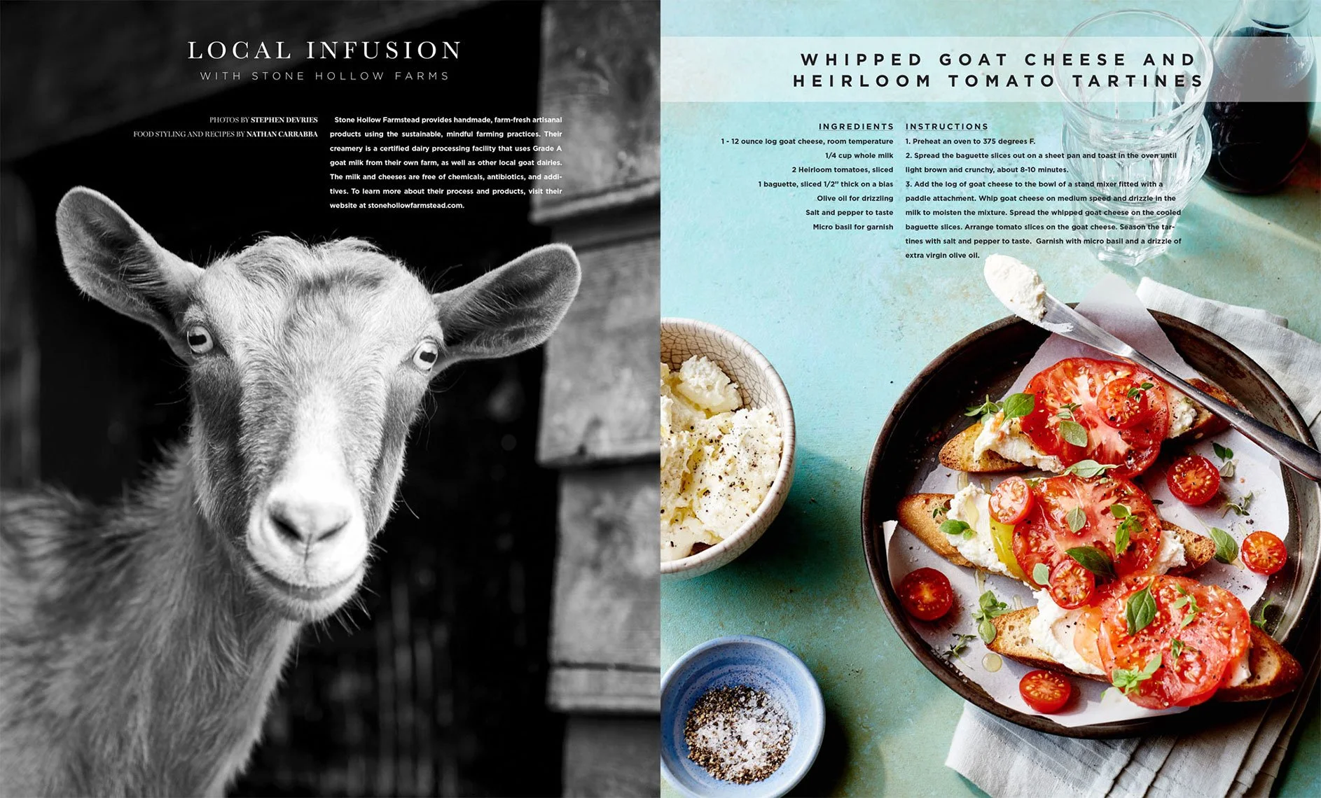 Published cookbook and editorial work by Nathan Carrabba, food, beverage and cosmetic stylist