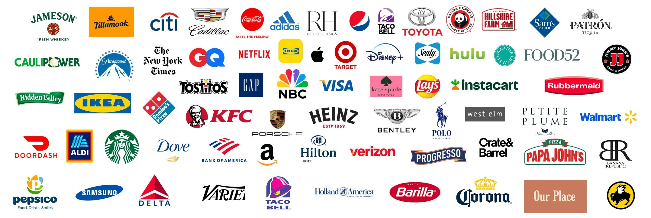 Client and brand logos, Artist Rep Inc