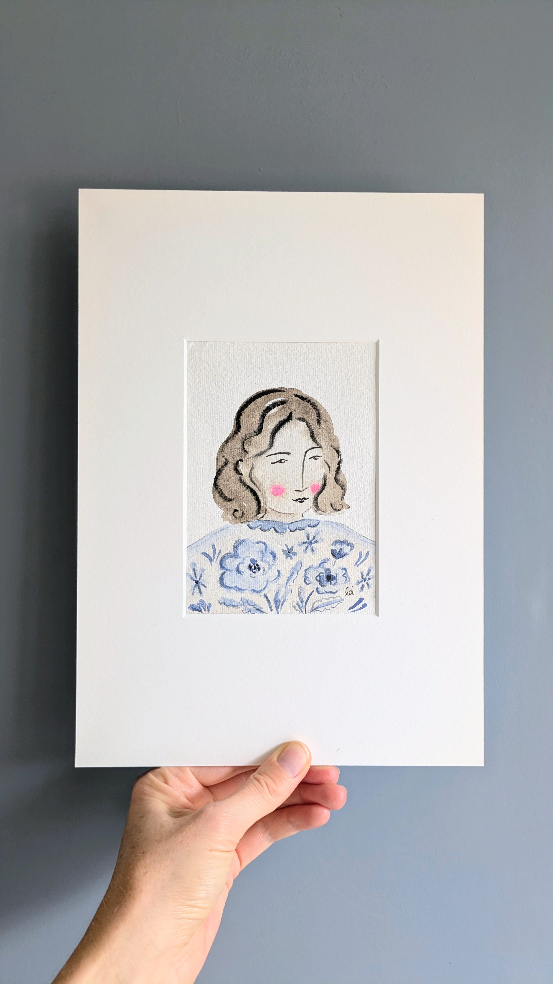 Woman in Delft Mini Original Painting, Unframed