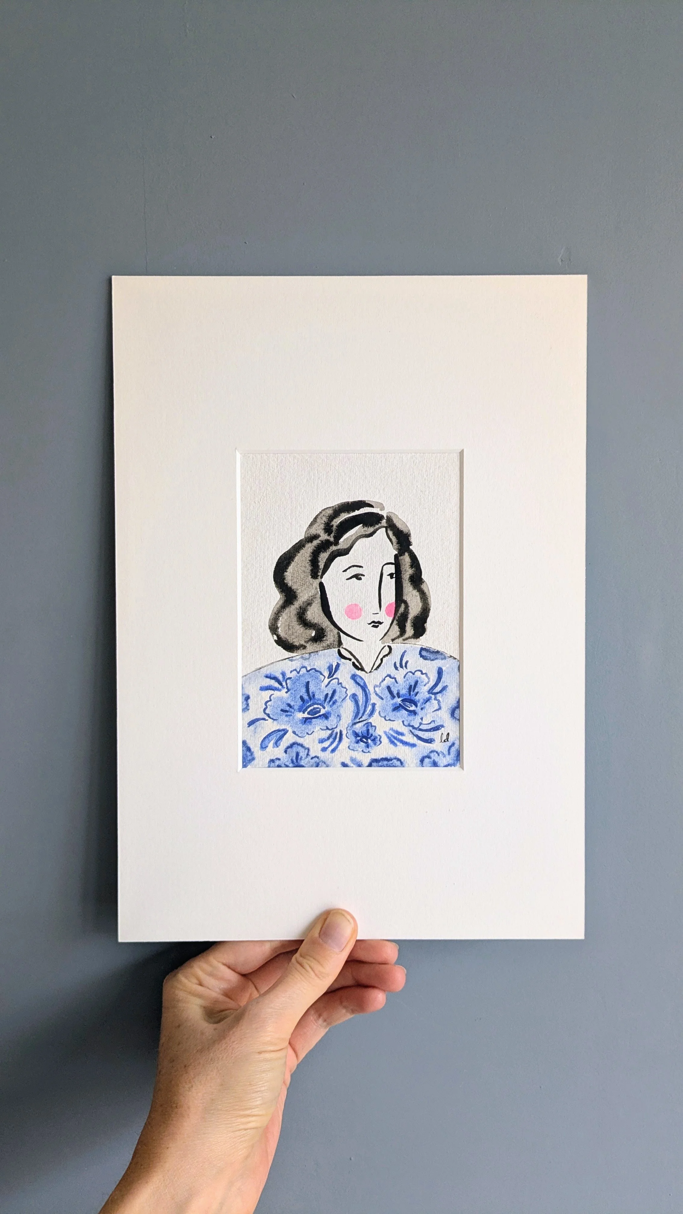 Woman in Delft Mini Original Painting, Unframed
