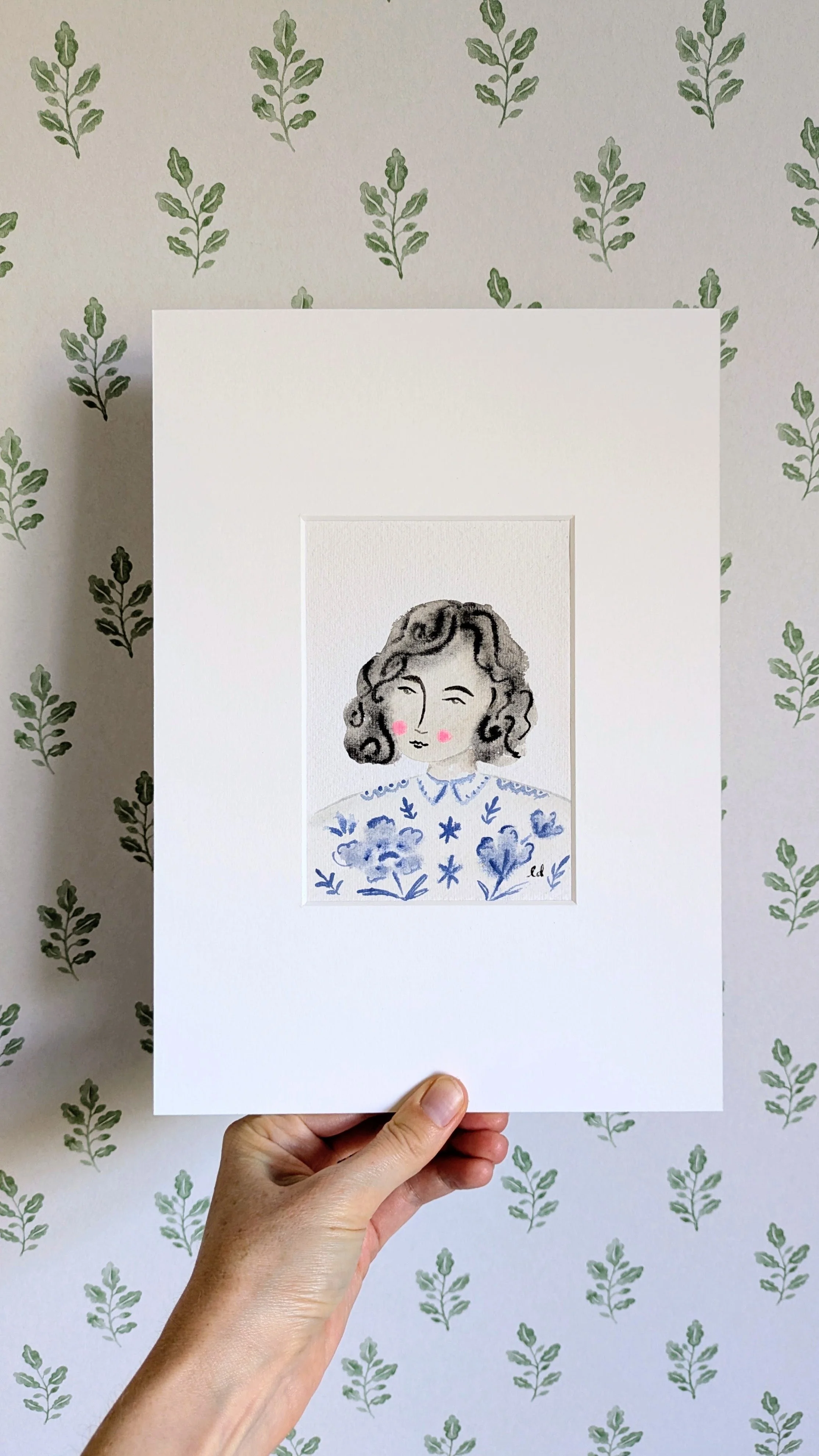 Woman in Delft Mini Original Painting, Unframed