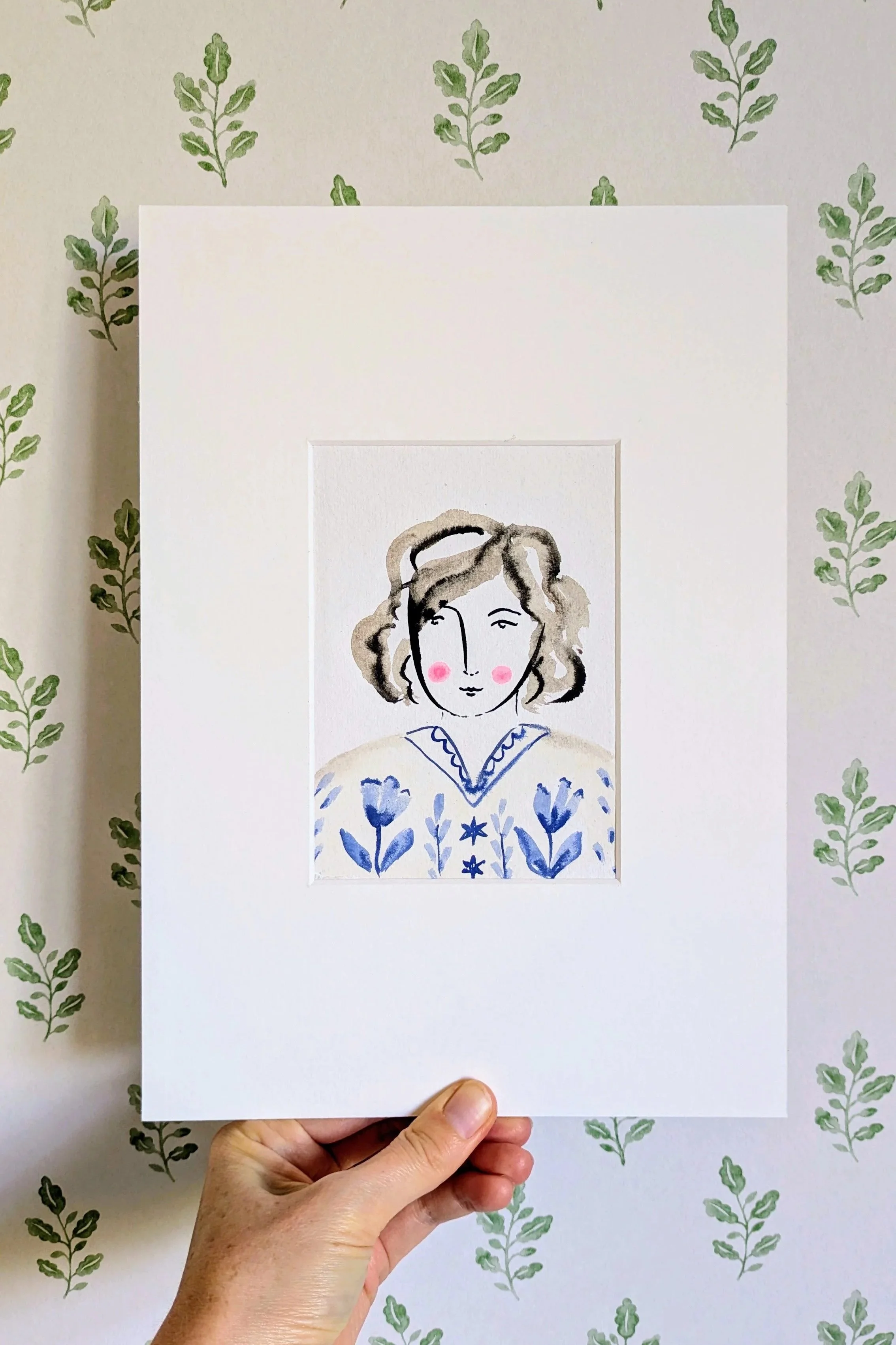 Woman in Delft Mini Original Painting, Unframed