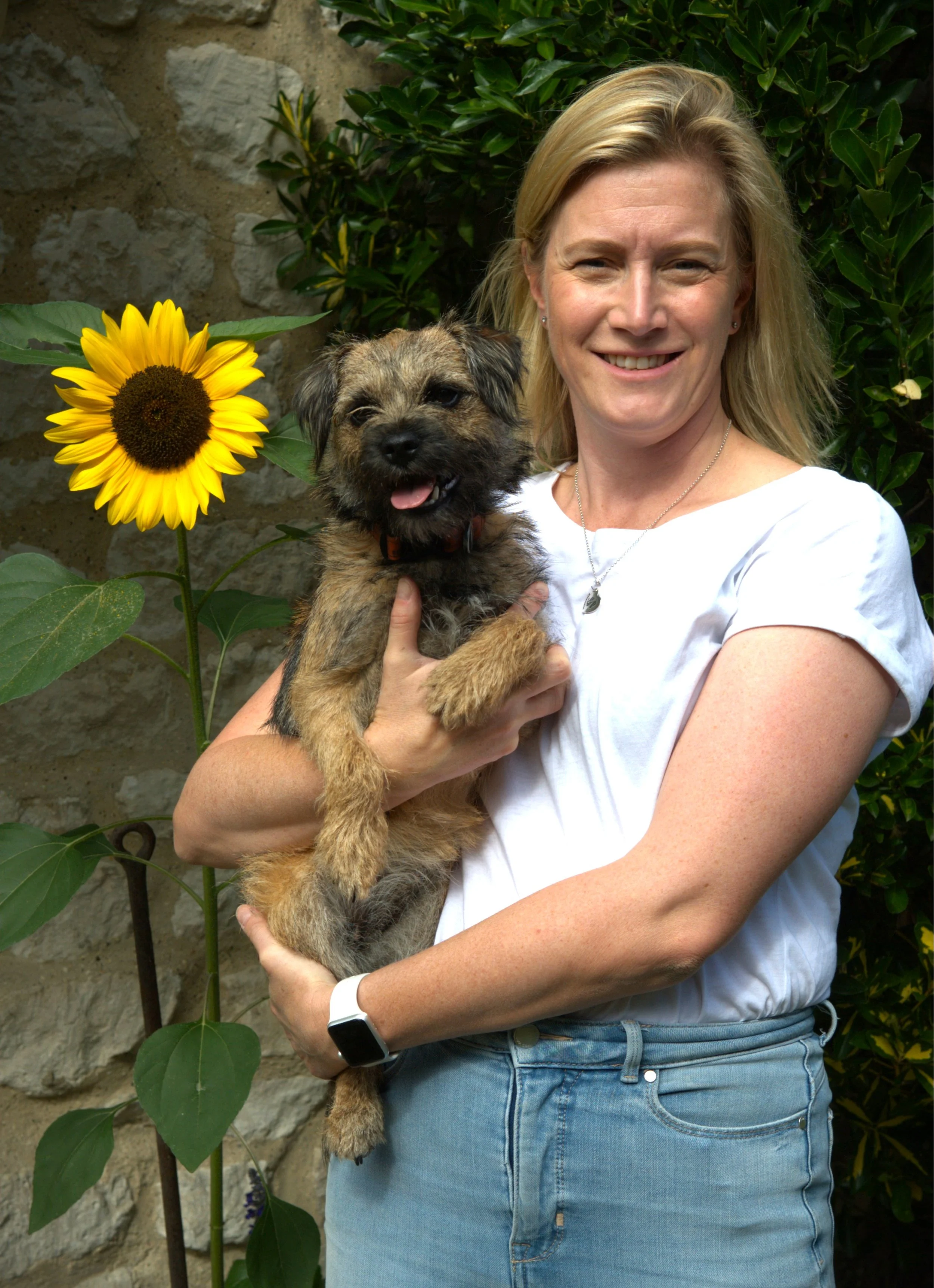 Hilary, co-founder and veterinary surgeon at Ottie & George Vets with Betsy