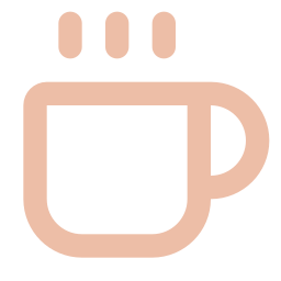 Eine Tasse mit Dampf, stilisiert in einem minimalistischen, rosa-hellen Design.
