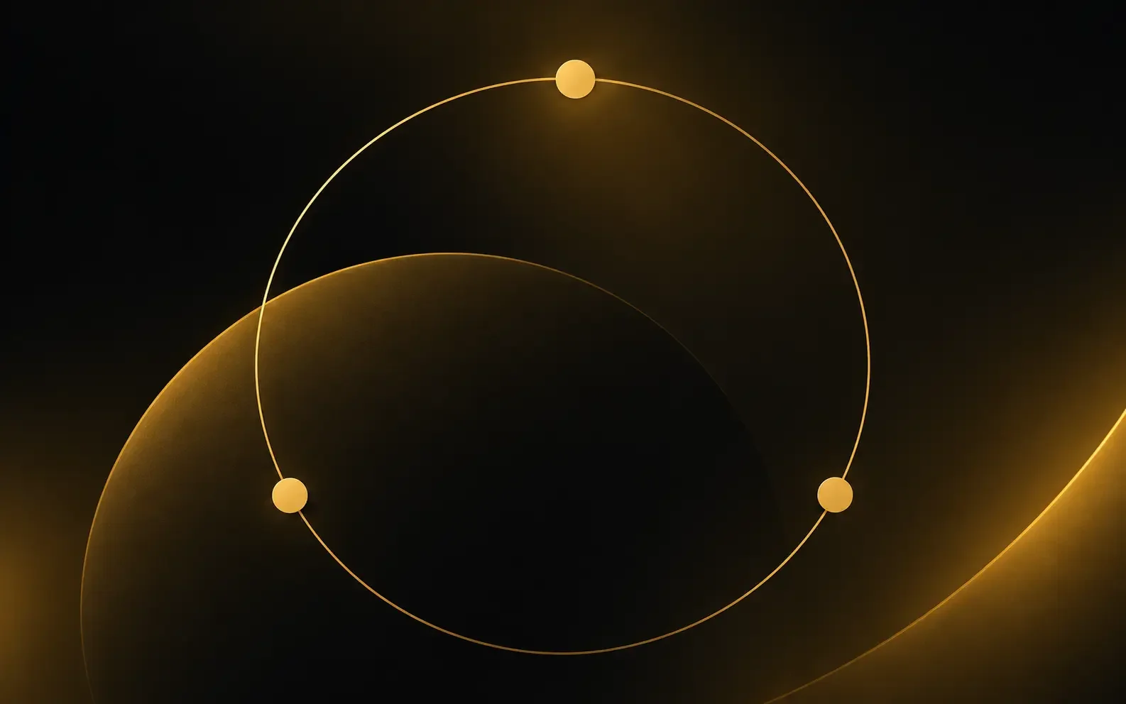 Abstract gold orbit graphic representing global connection and collaboration.