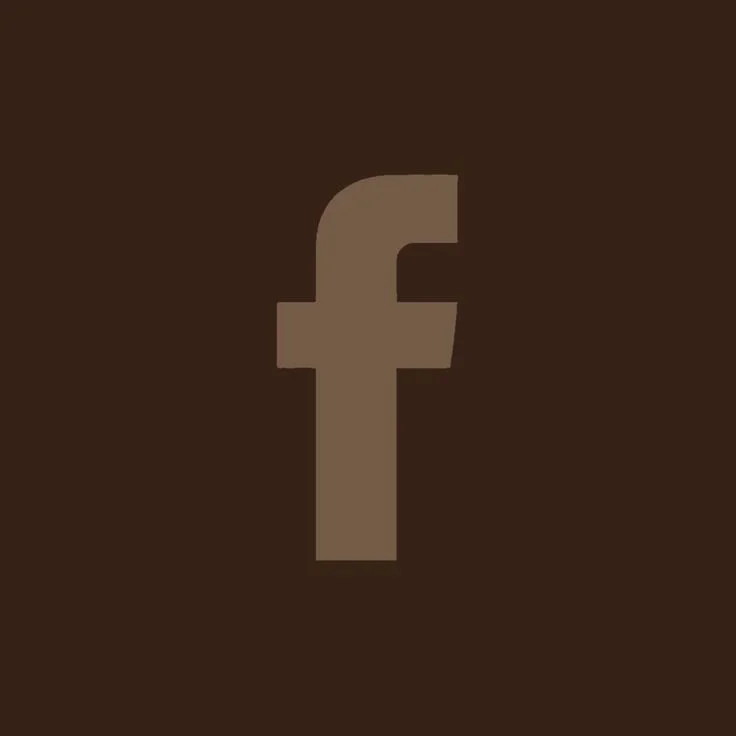 Facebook logo on a dark brown background.
