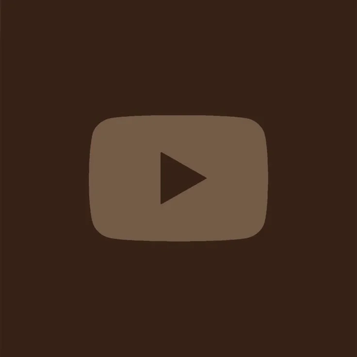 Image of a paused YouTube video icon with a dark brown background and a beige play button in the center.