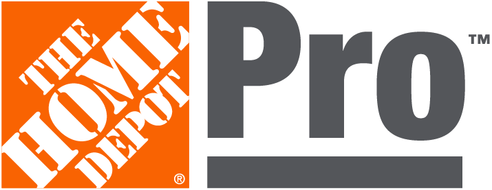 The image features the logo of The Home Depot on the left with white text on an orange background, and the words 'Pro' in black with a gray underline on the right.