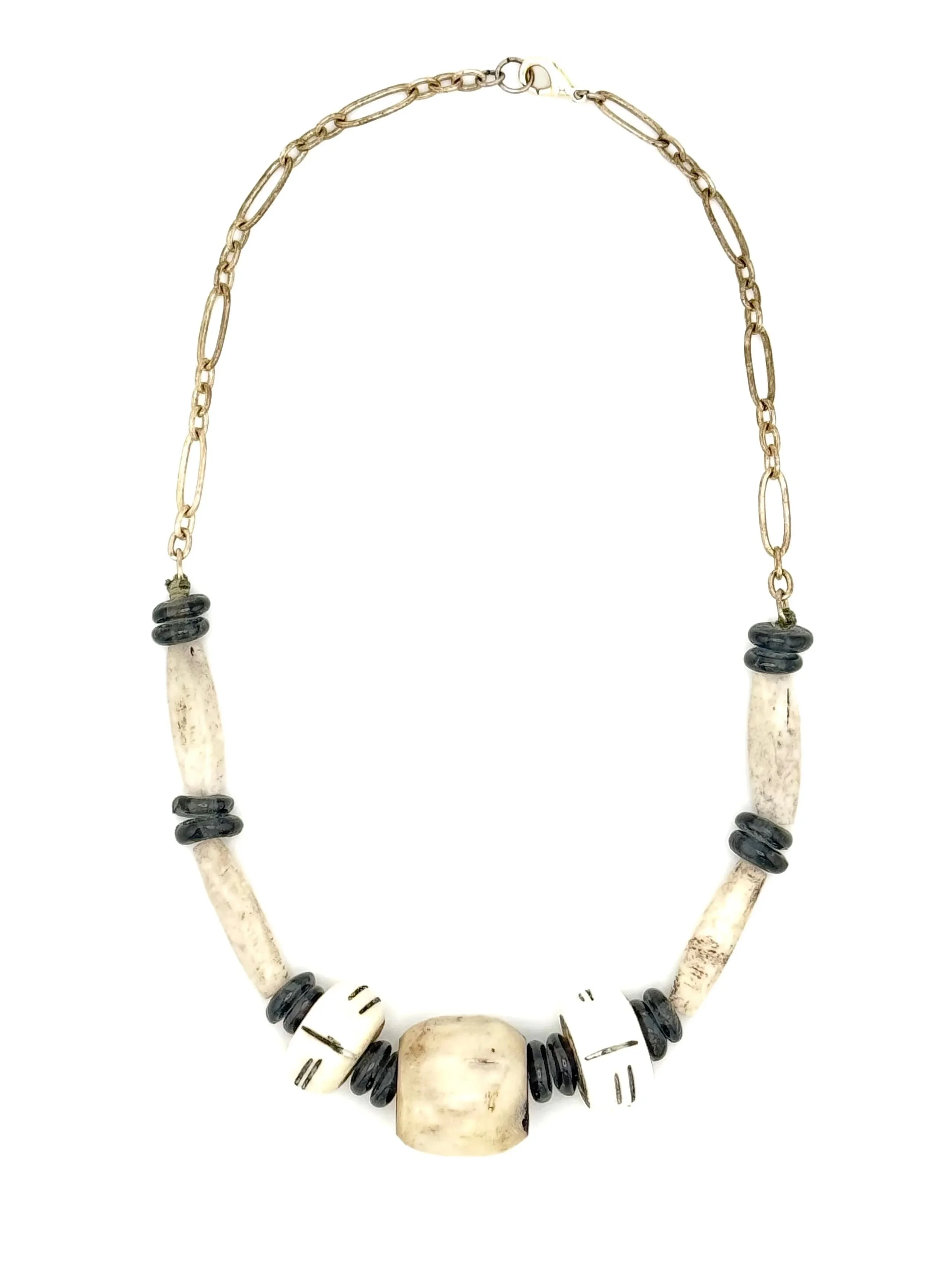 Bone and Glass Combination Necklace N024