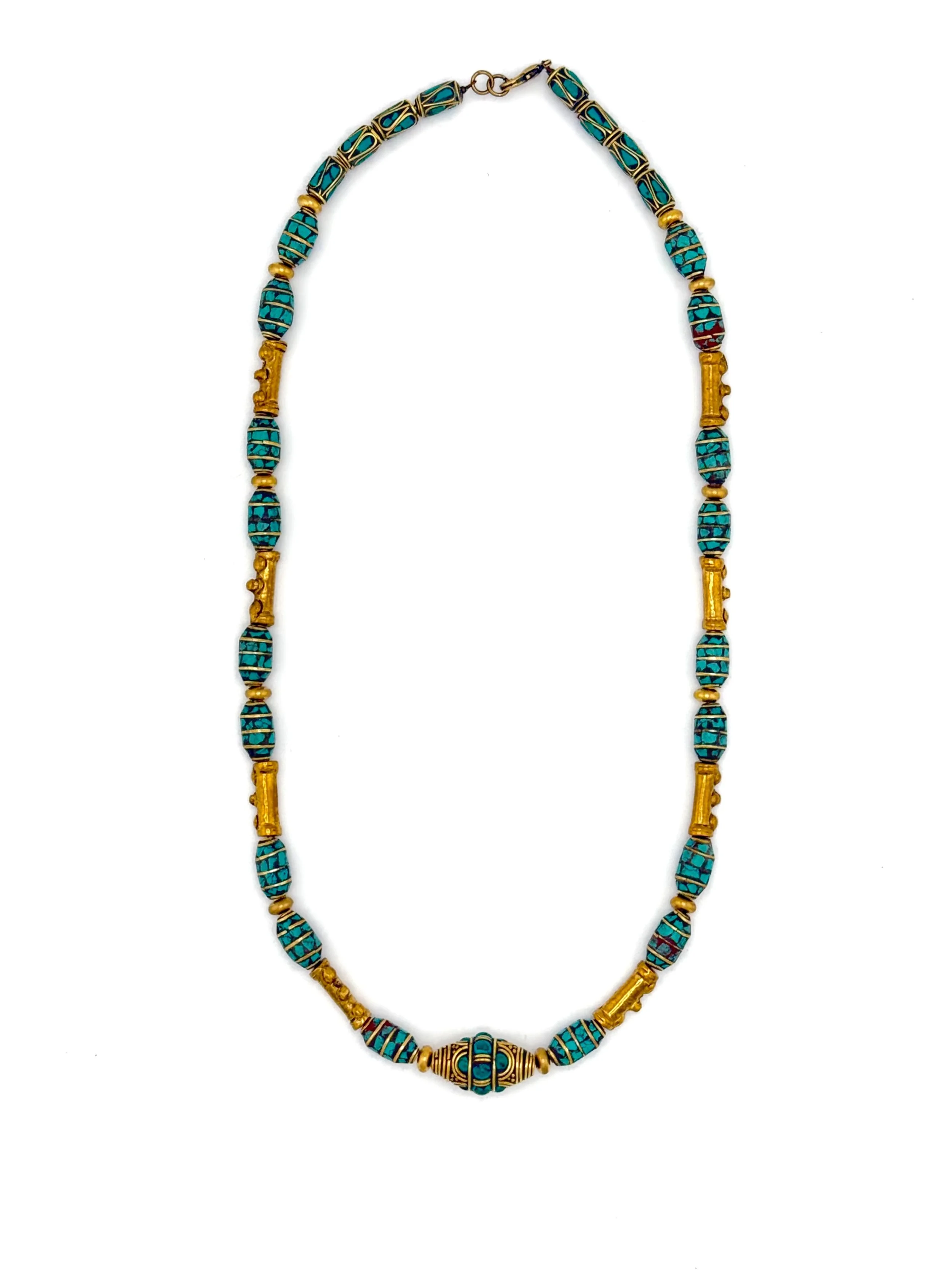 Tibetan Syle Brass and Turquoise with African Brass Bars N049