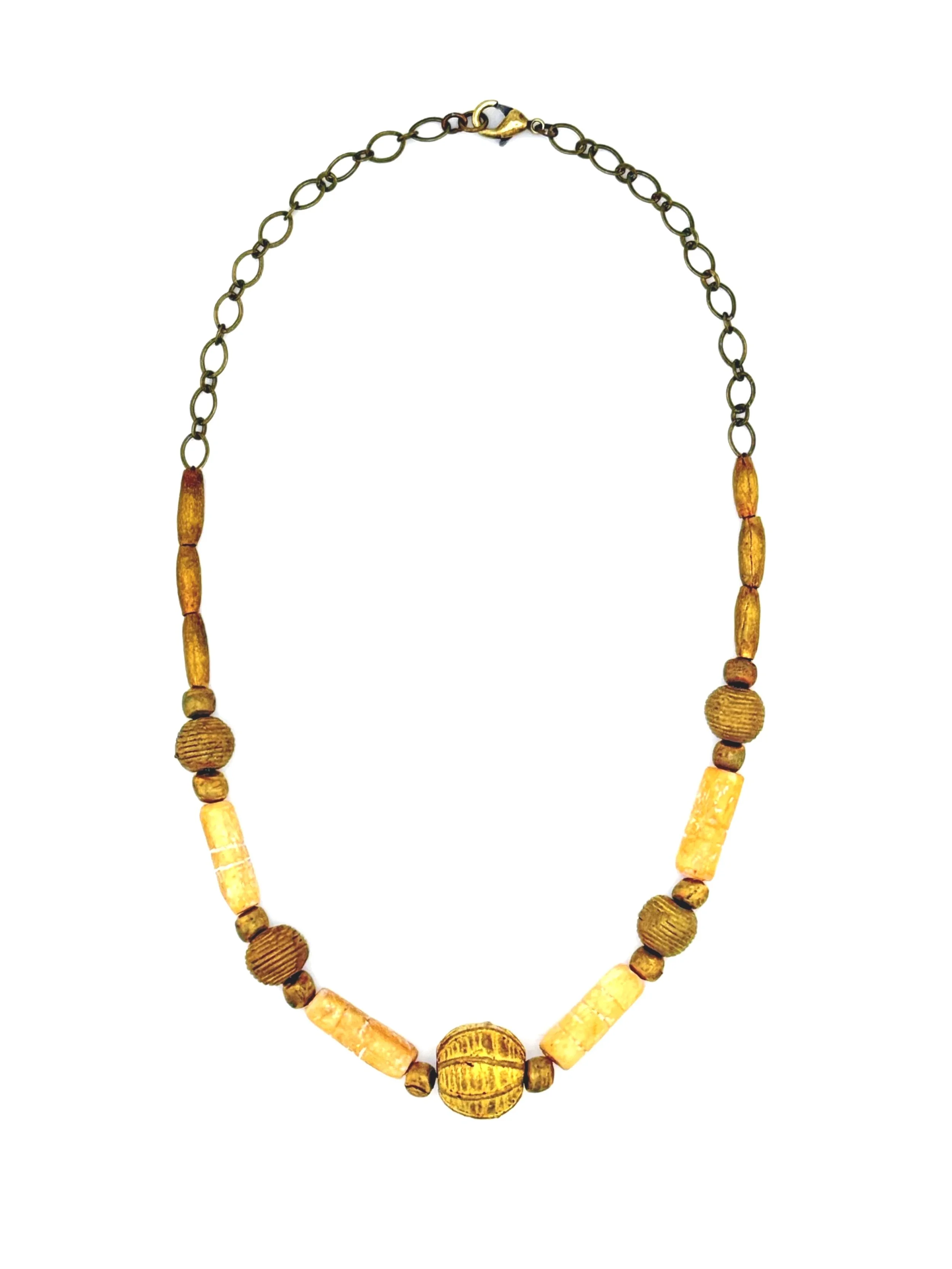 Brass Baule and Camel Bone Necklace N046