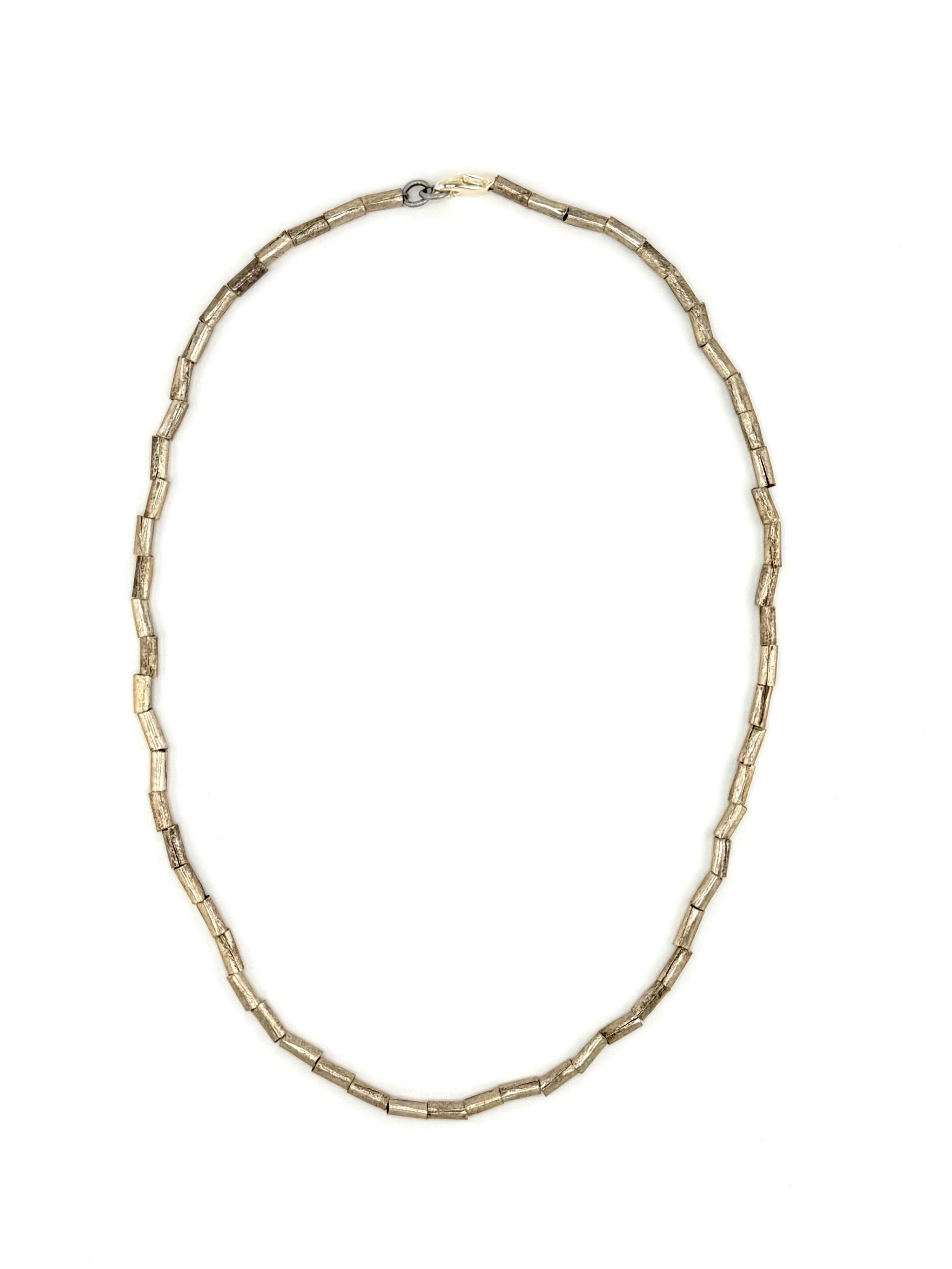 White Metal Tube Bead Necklace N031