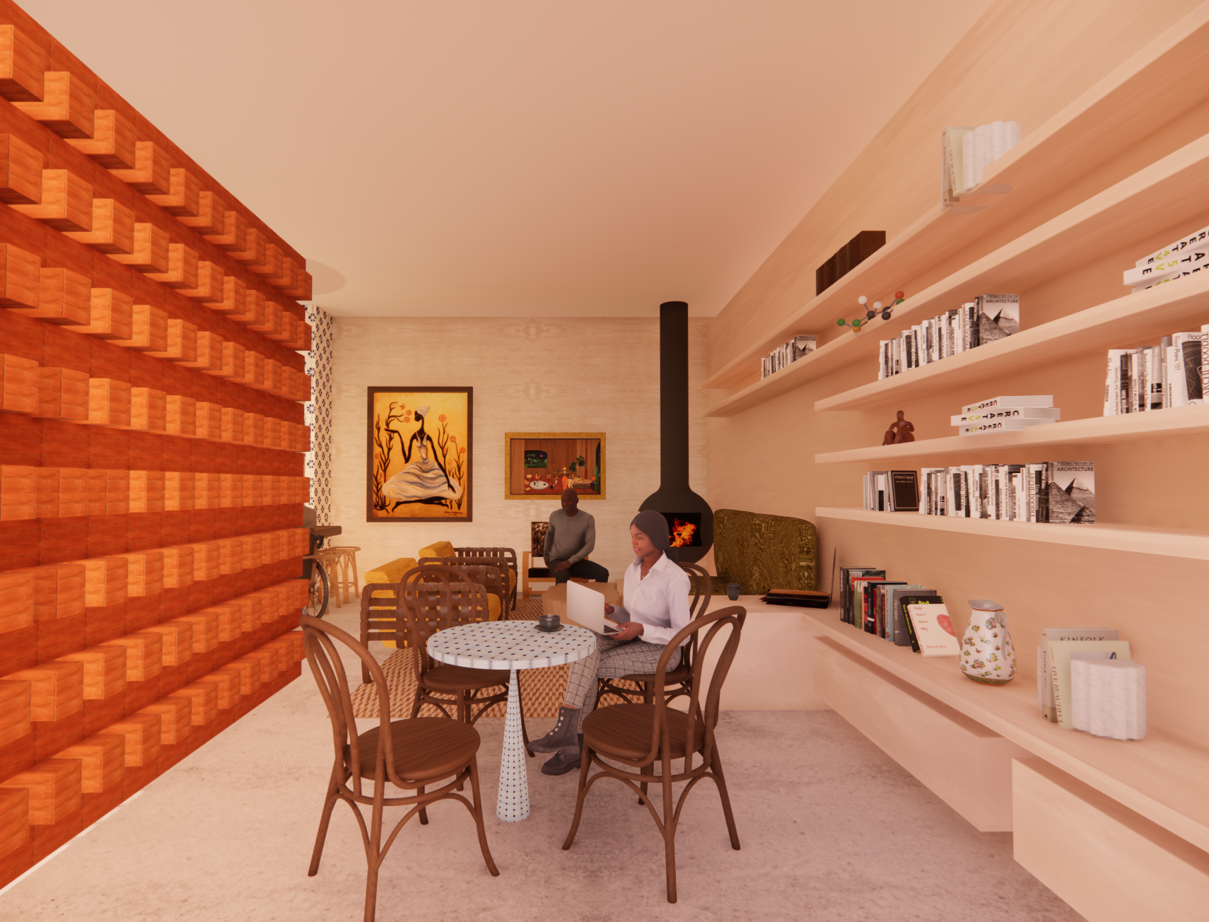The bookshop cafe offers a curated selection of books by Dominican authors and artists. 