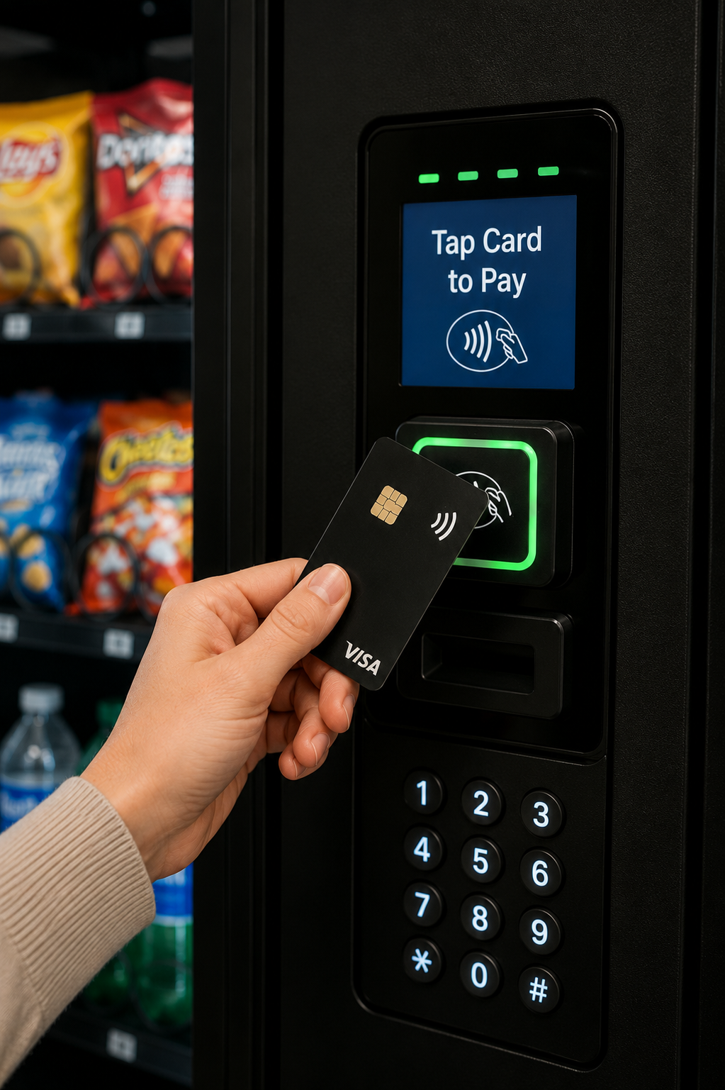 Contactless payment being used at a vending machine