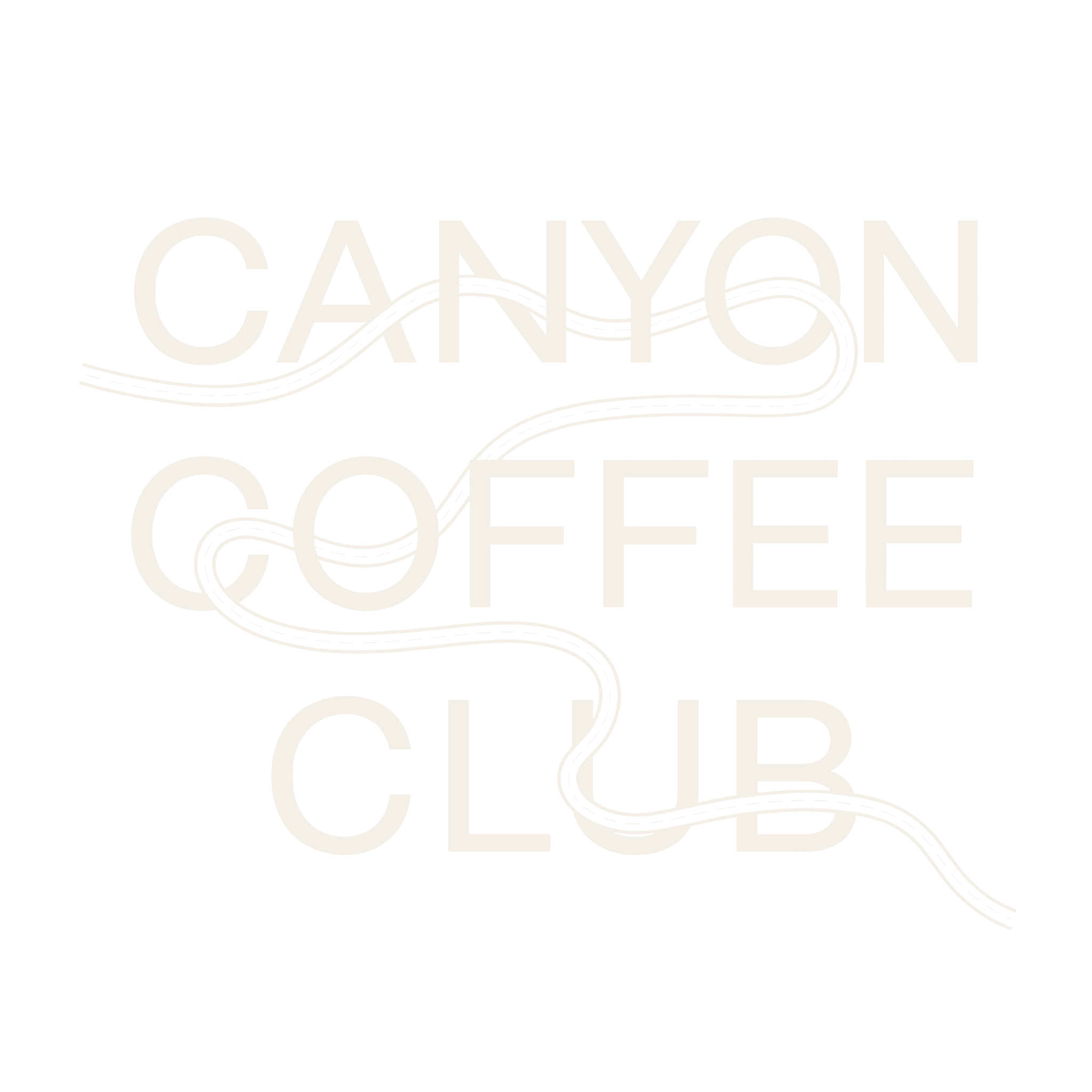 The image shows a light-colored background with the word 'CANYON' written in large, beige text. The letters are overlaid with a subtle, abstract, flowing line pattern.
