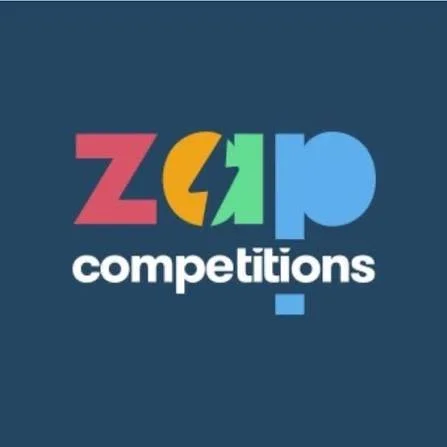 Zoom logo with the word 'competitions' underneath, on a dark blue background.