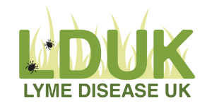 LDUK Lyme Disease UK logo with green text and graphic of grass and small bugs