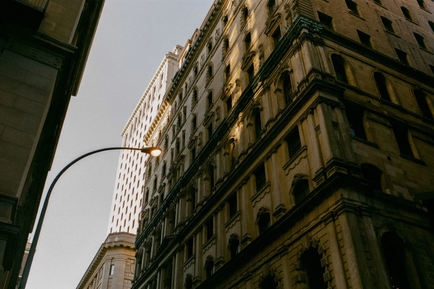 Facade of a Montreal building seen from below