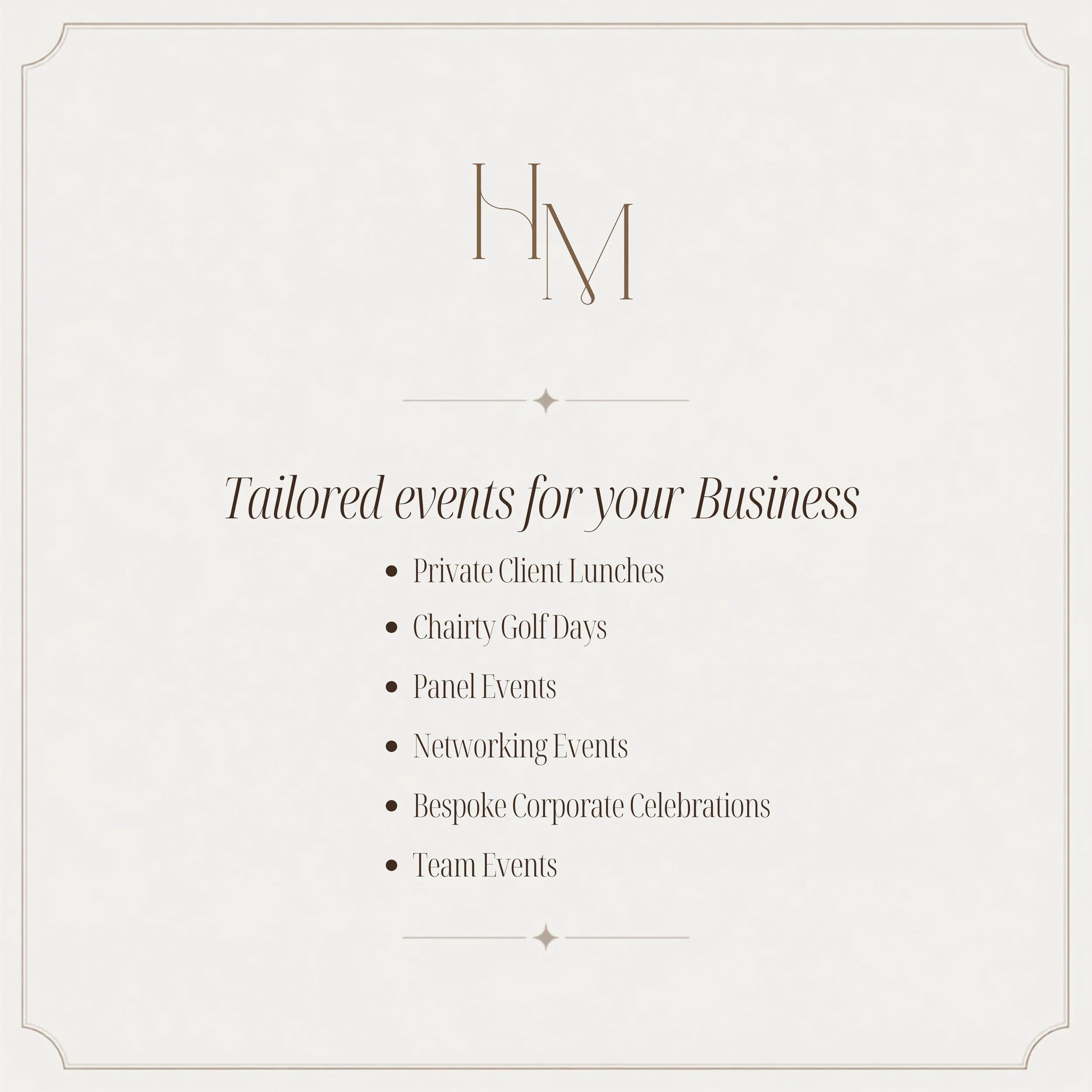 No two businesses &mdash; or events &mdash; are the same.

House of Mercer creates tailored corporate events designed around your business, your clients and what you want the event to achieve.

From an intimate client lunch or team event to a large-s