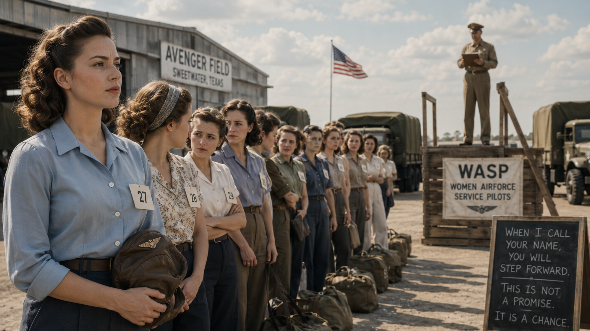 Fictional depiction of Women Airforce Service Pilots at Avenger Field during World War II, representing the history that inspired Steel Angels: Wings of Valor.