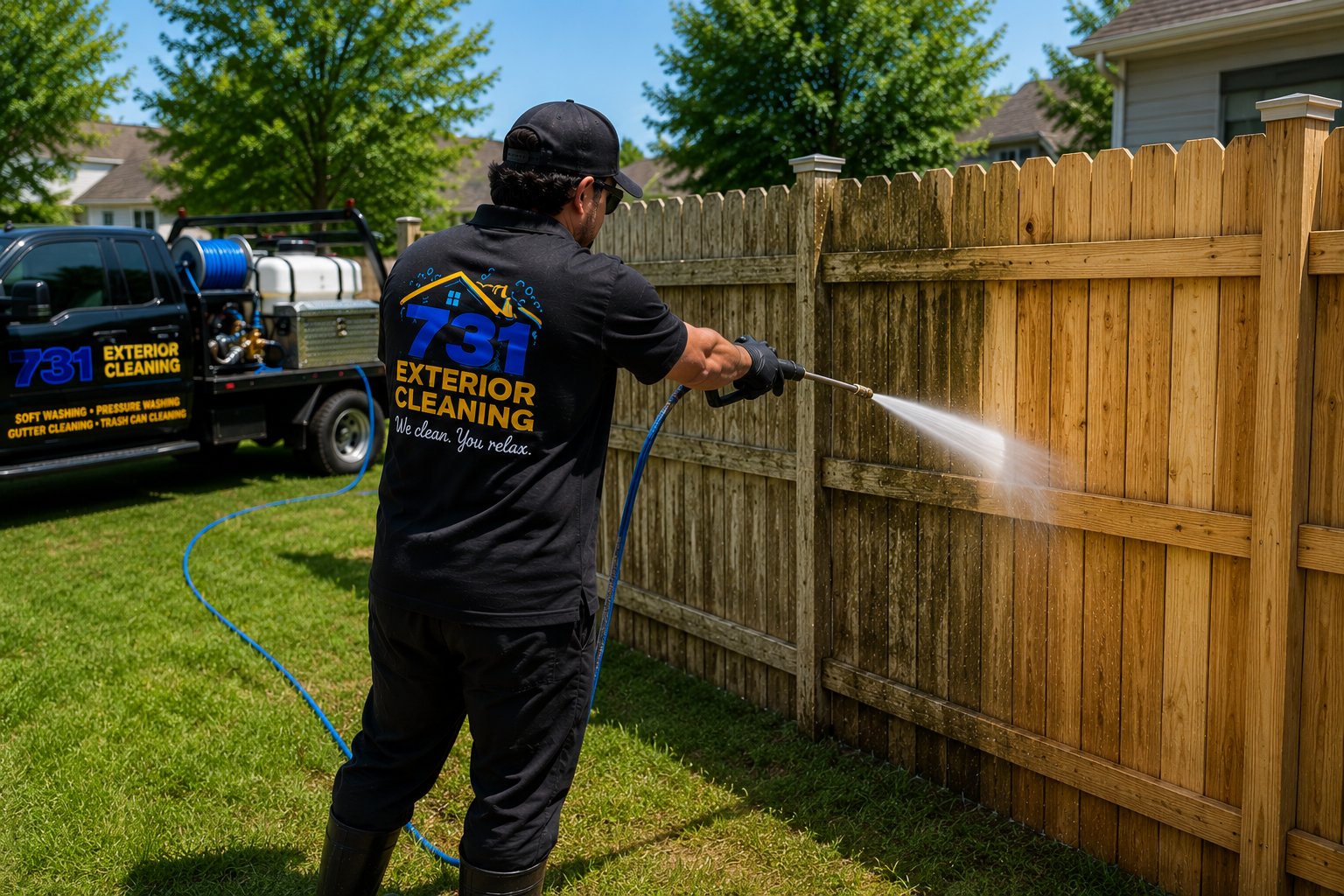 Residential fence cleaning service in West Tennessee