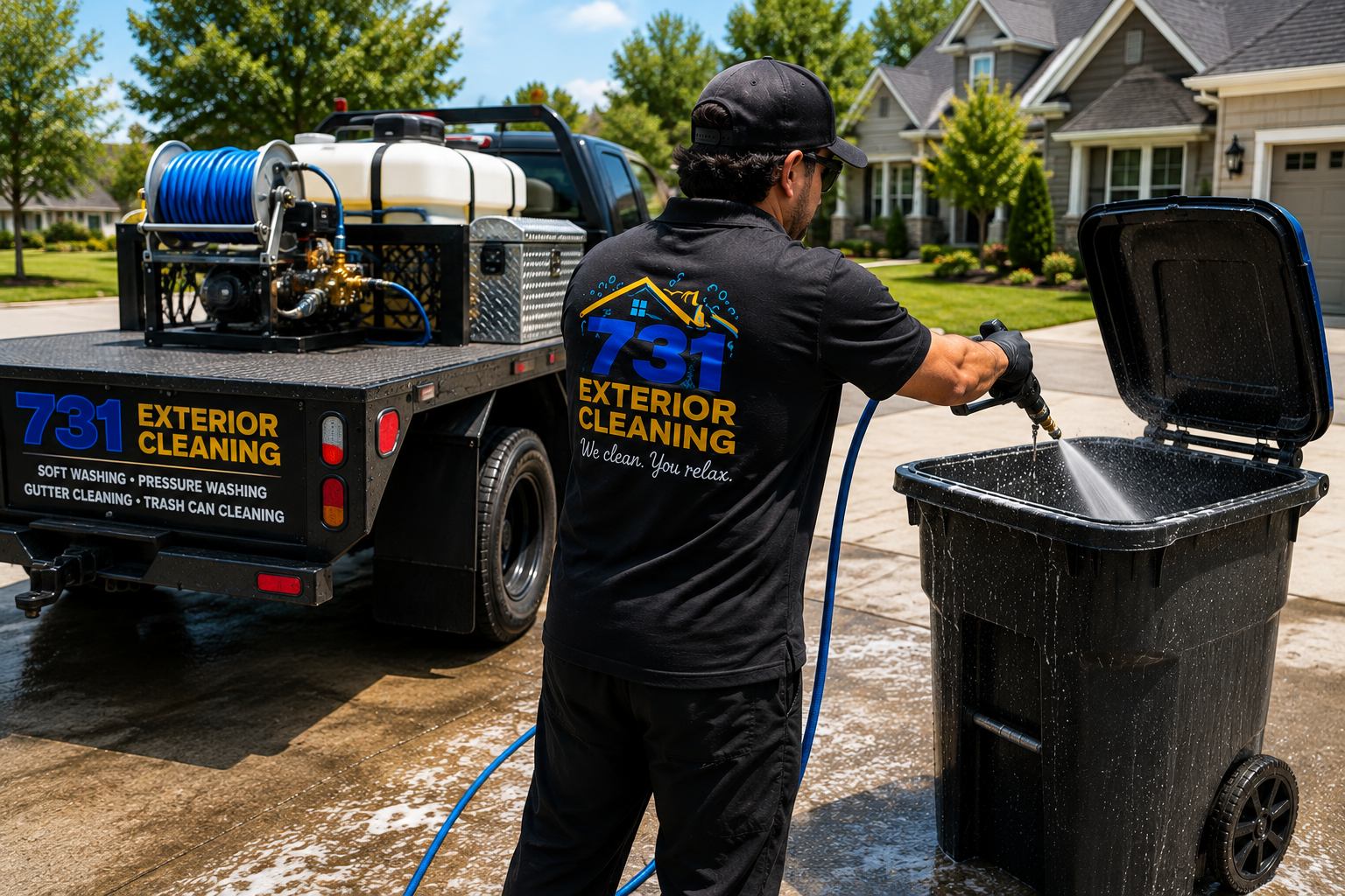 Residential trash can cleaning in West Tennessee