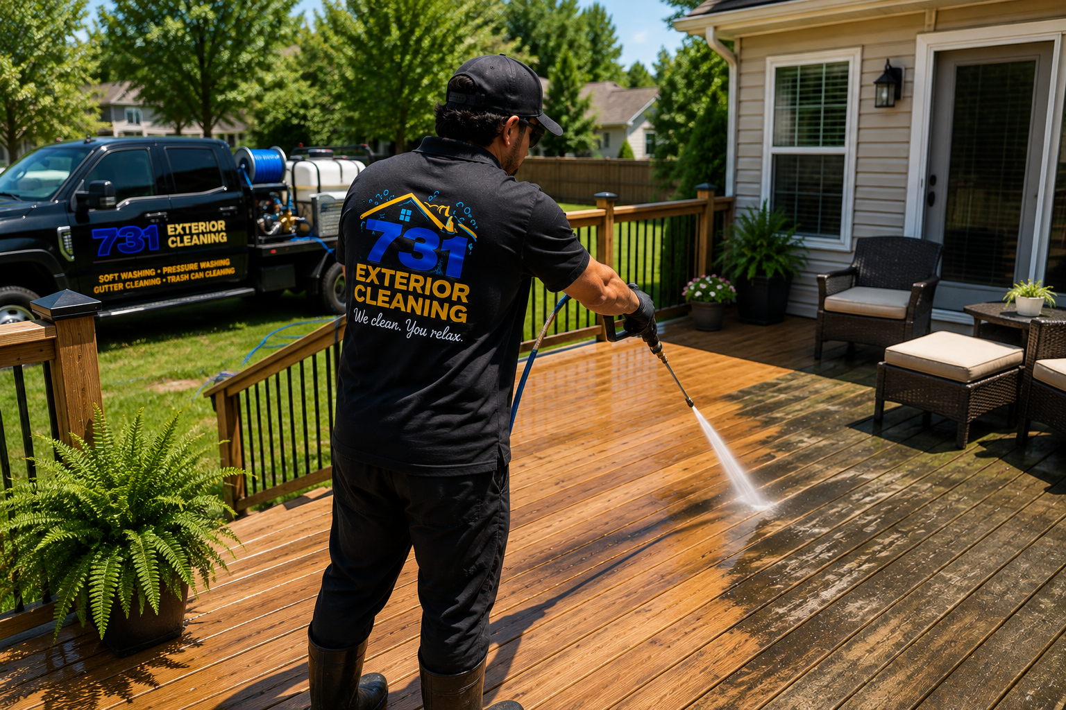 Residential deck and patio cleaning in West Tennessee