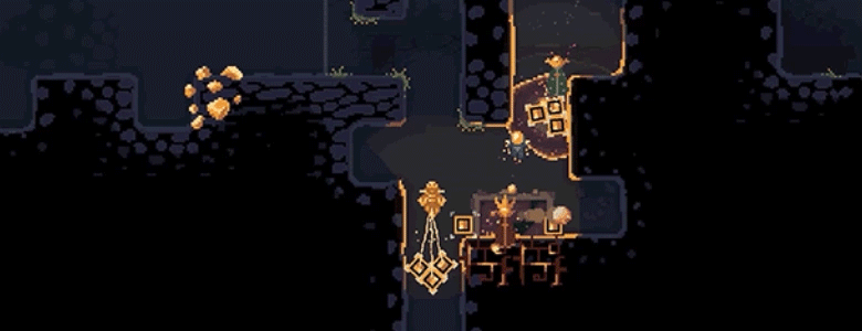Dome Keeper gif of mining for resources
