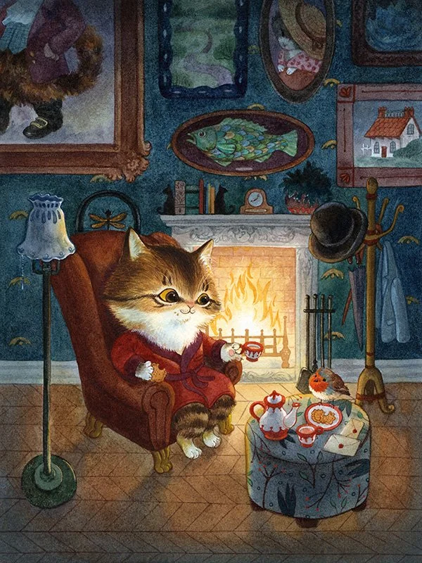 Tea & Biscuit (2017 'Meow, That’s What I Call Art' show at Sketchpad Gallery)