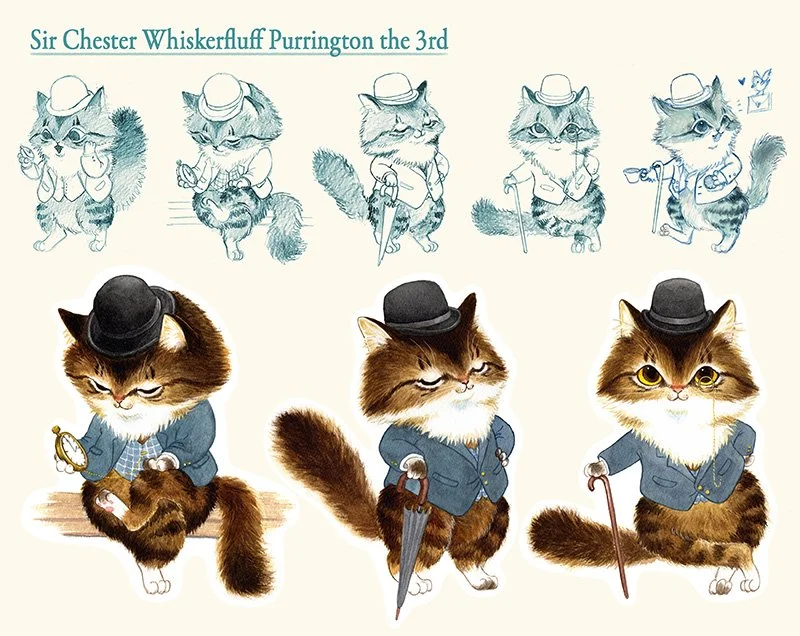 Sir Chester Whiskerfluff Purrington the 3rd Character Designs