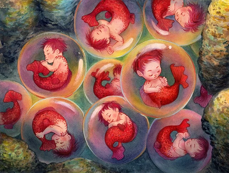 Merbabies (Finalist in Society of Illustrator LA’s Illustration West 56th Annual Competition and Spectrum Fantasy Art 25)