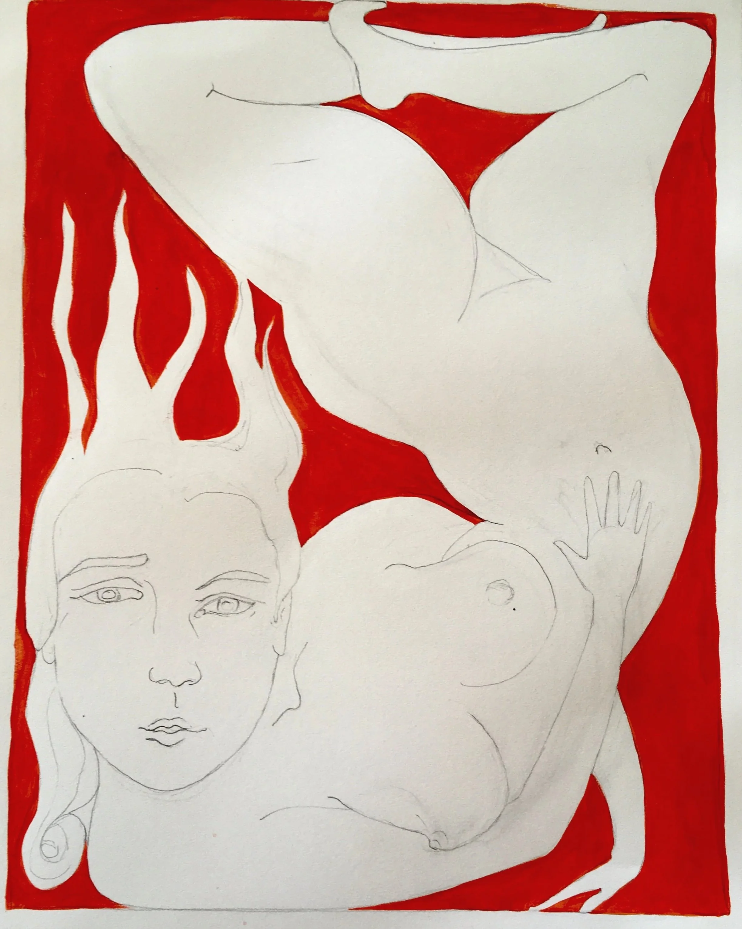 Spence, Olivia. Dysmorph.a, 2024. Pencil and acrylic on paper.