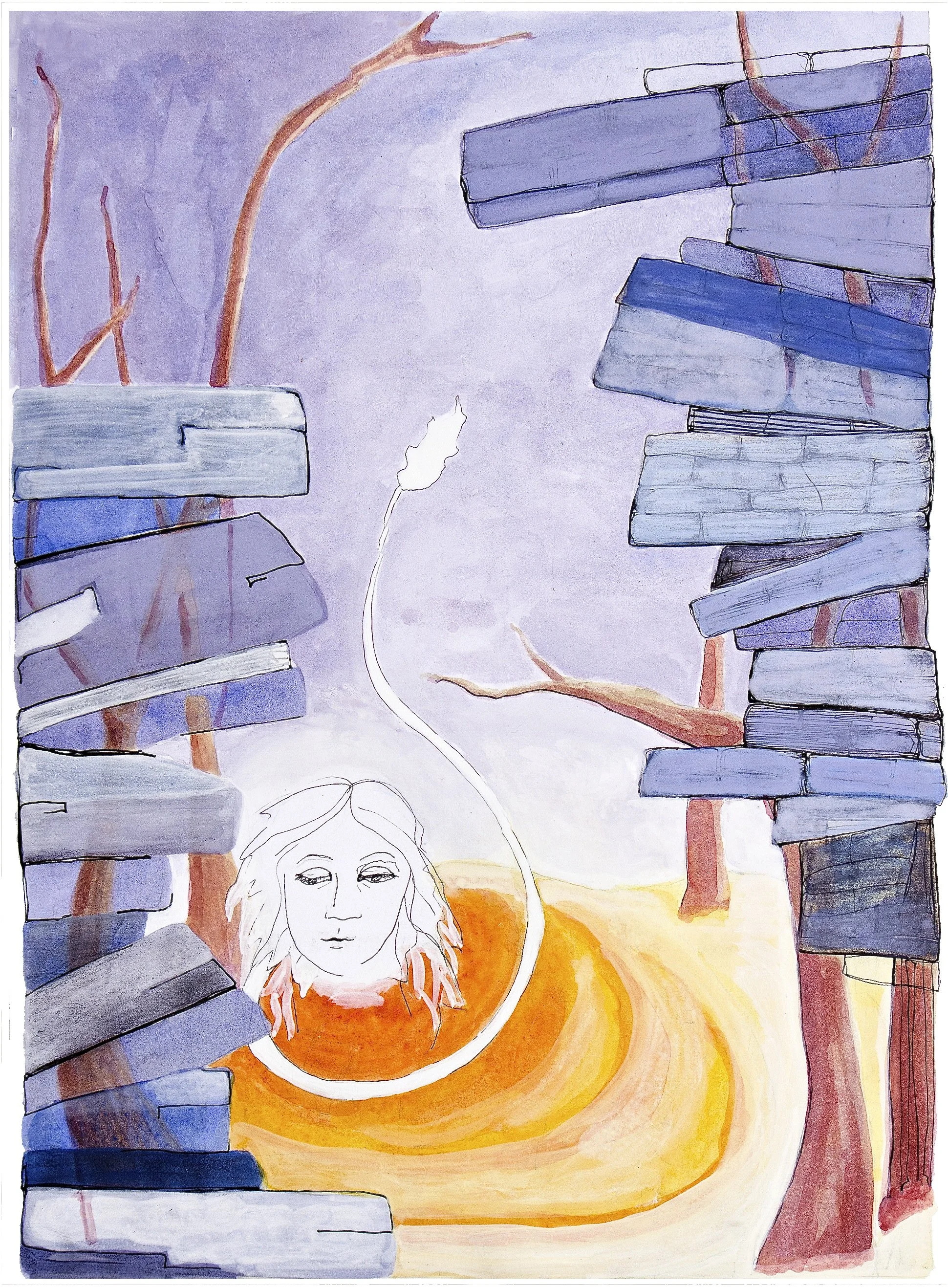 Spence, Olivia. sinking | rising. 2012. Pencil, ink and acrylic on paper.