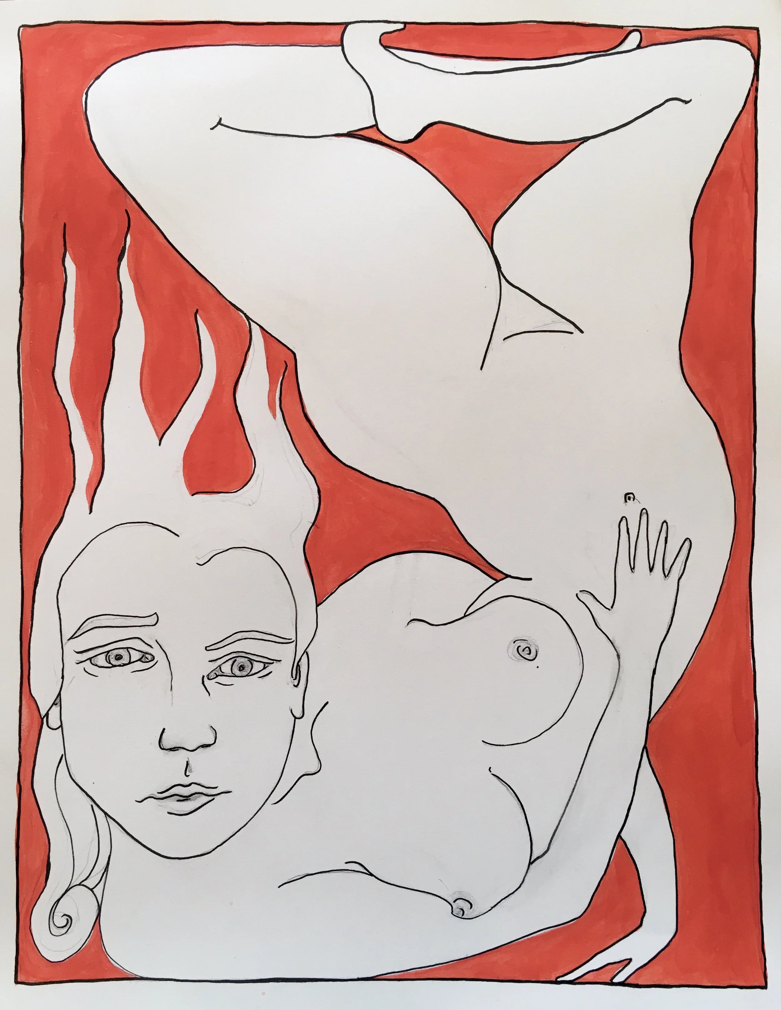 Spence, Olivia. Dysmorph.b. 2024. Pencil, acrylic and ink on paper.