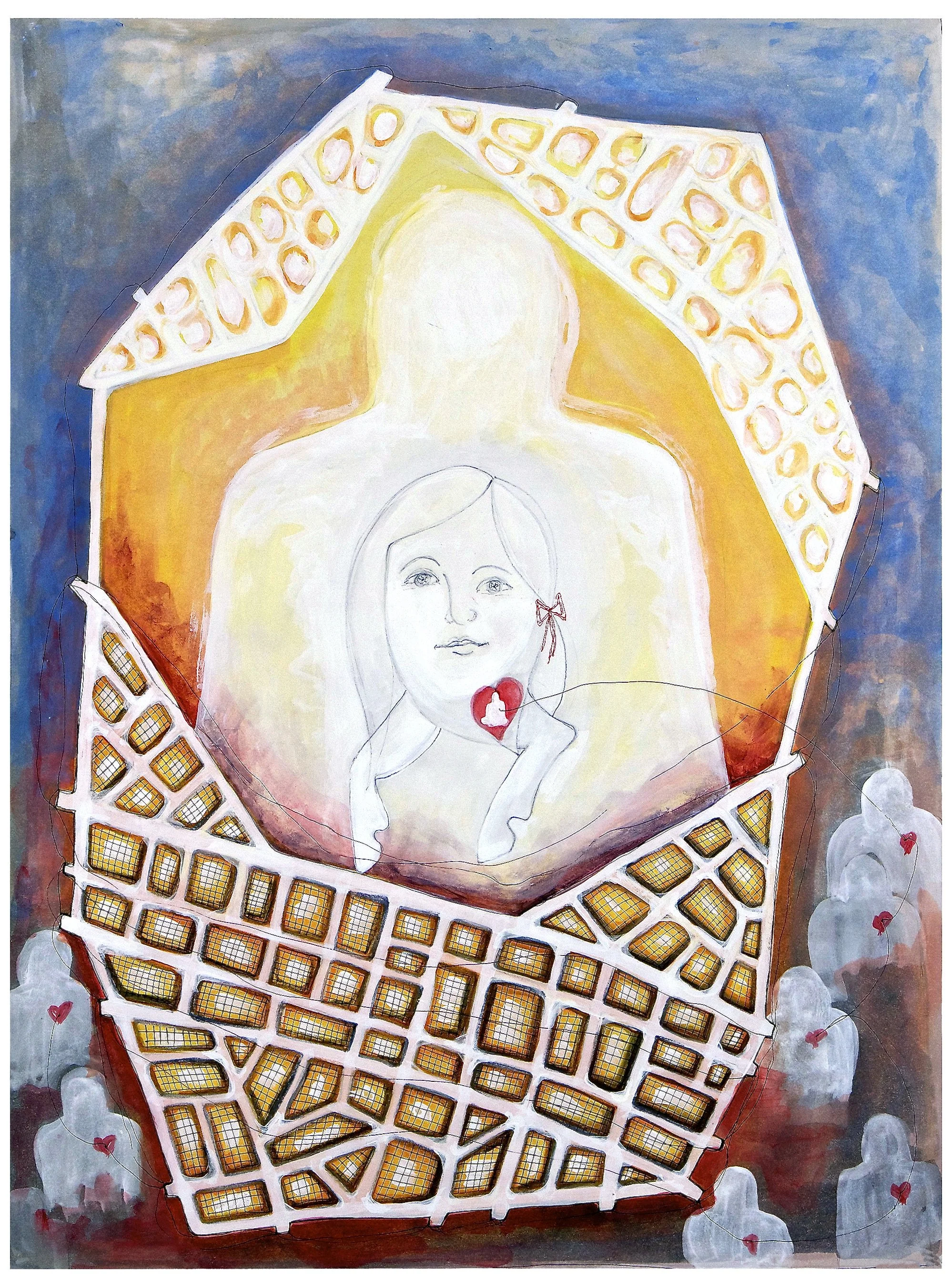 Spence, Olivia. held. 2011. Pencil, ink and acrylic on paper. 