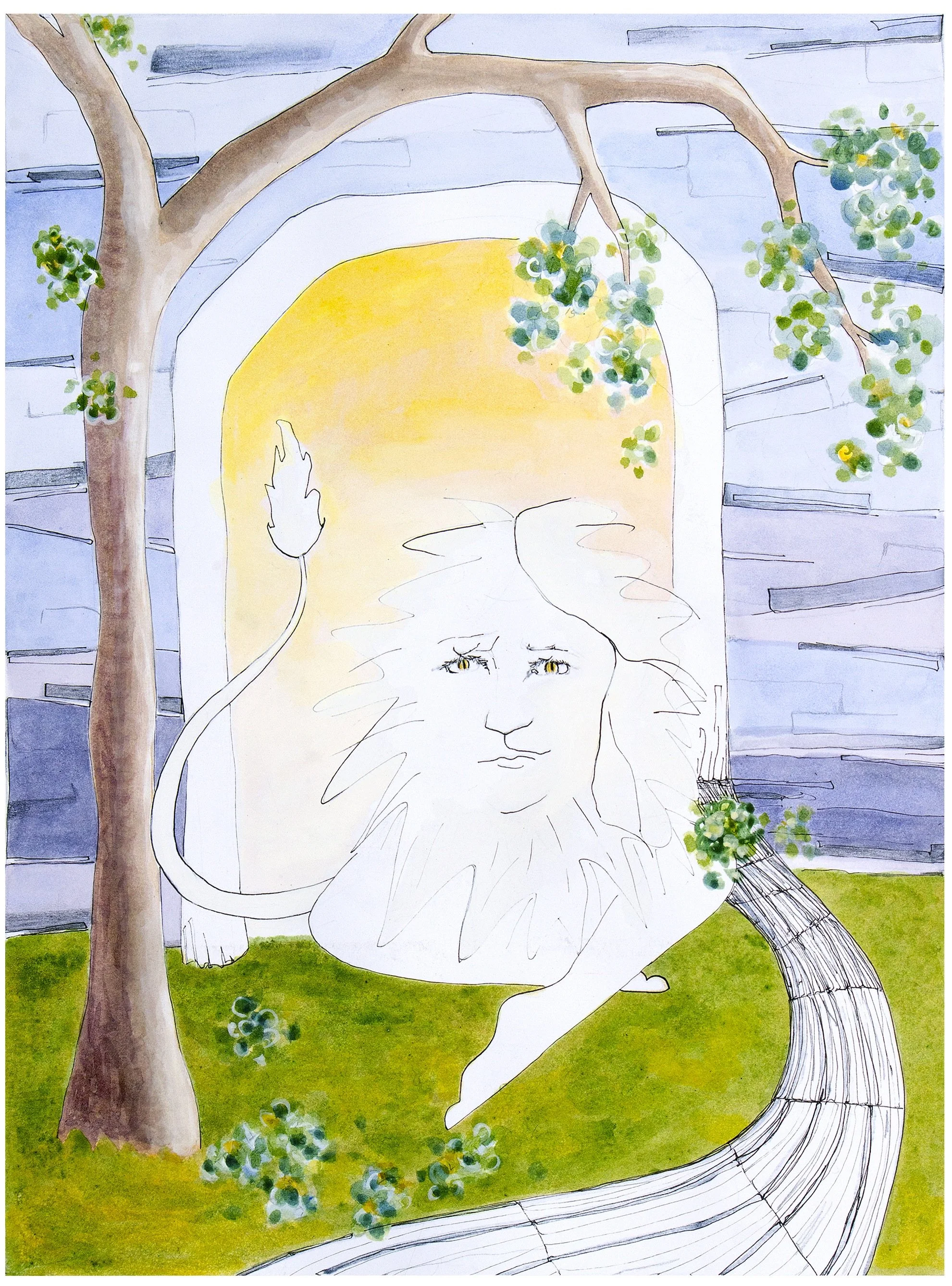 Spence, Olivia. the Lion Is. 2012. Pencil, ink and acrylic on paper.