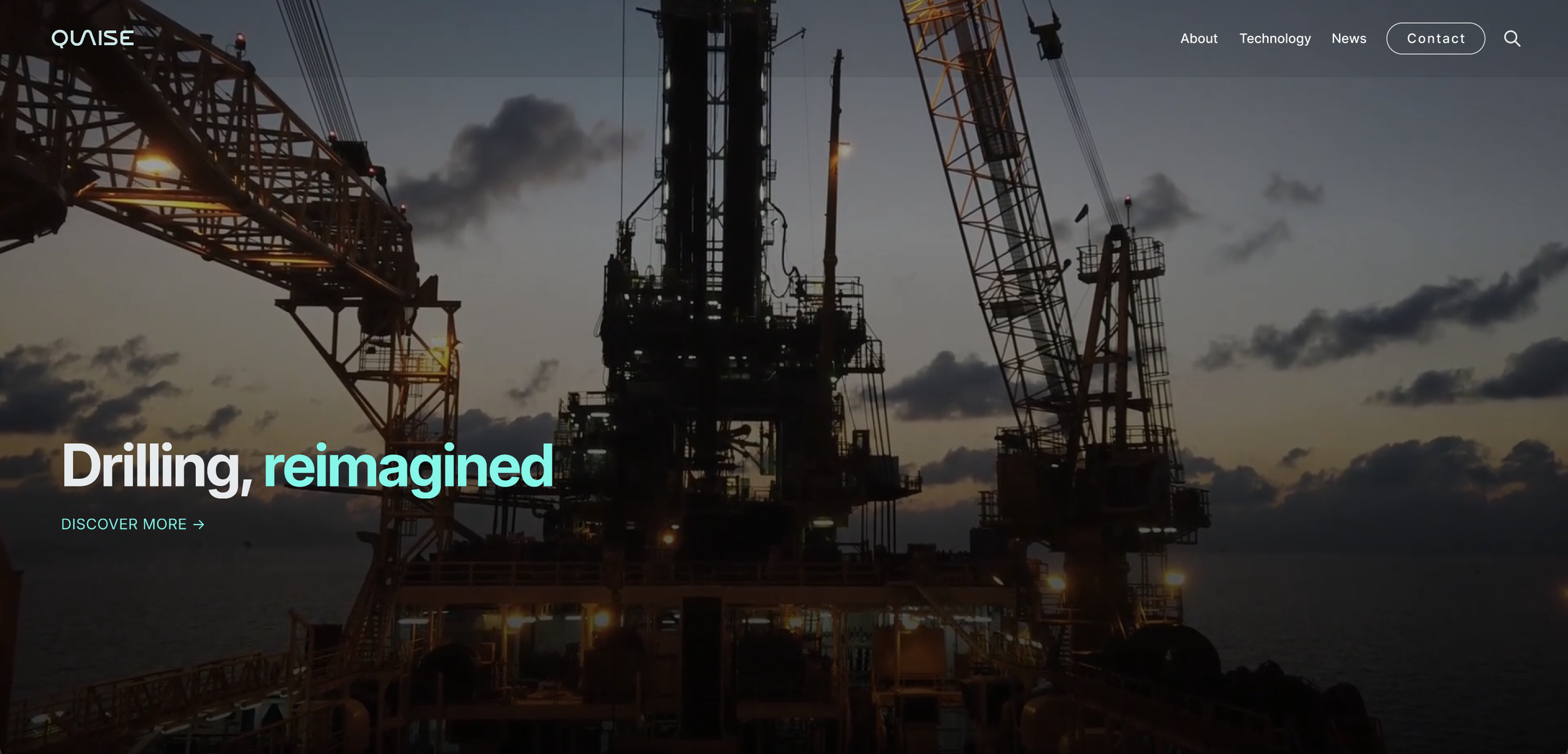 Silhouette of an offshore drilling rig against a sunset sky with clouds, featuring several tall cranes and structural components.