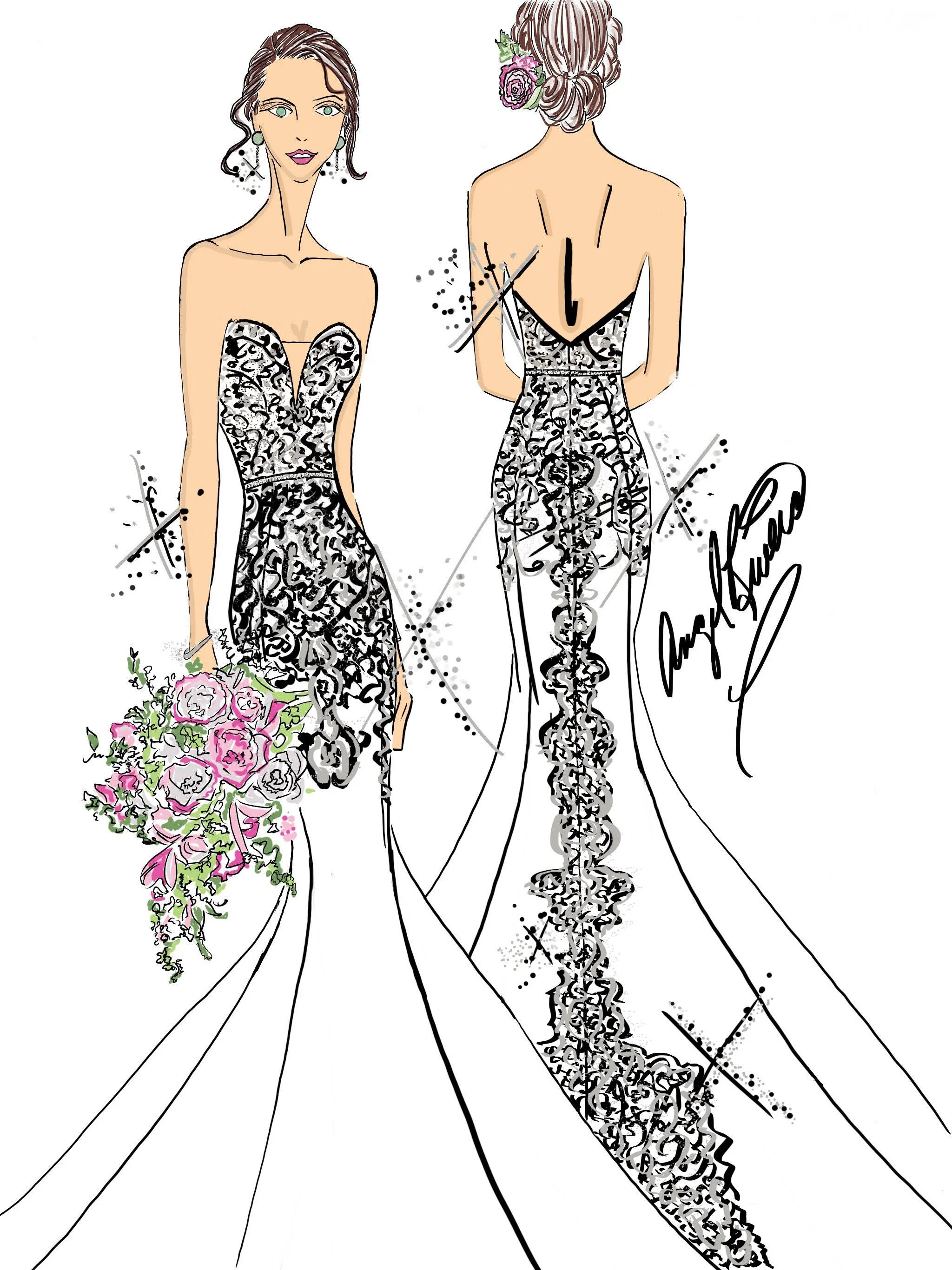 A present day sketch by designer Angel Rivera style opulent