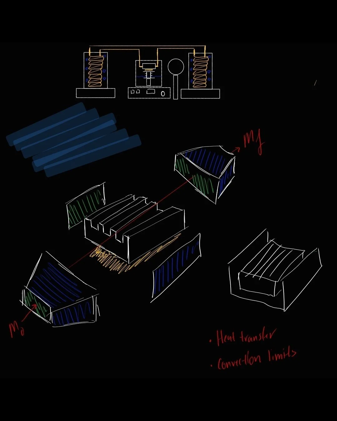 Exploded-view drawing of a 2D test section assembly showing the component layout and profile structure
