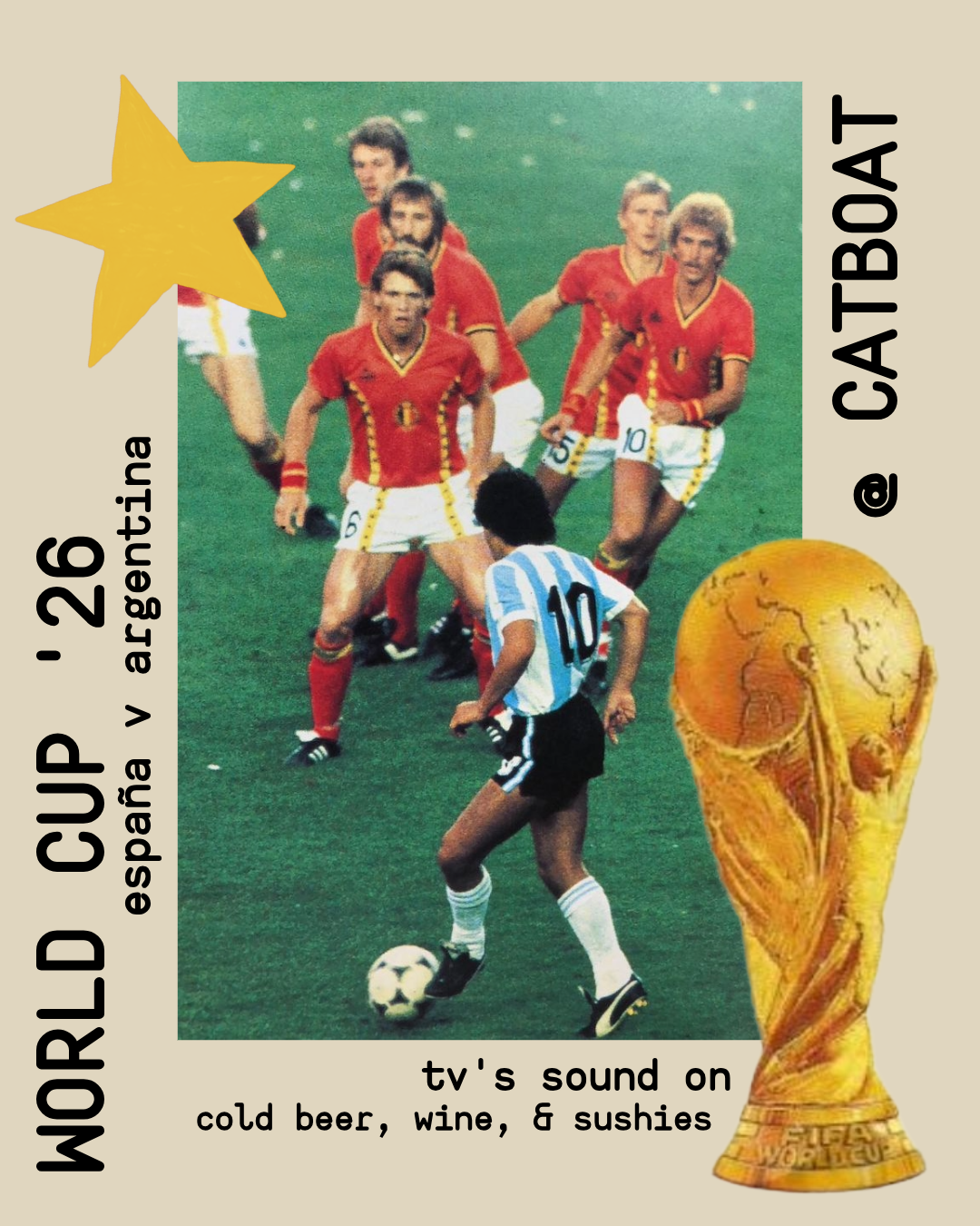 A vintage soccer match featuring players from Belgium and Argentina, with a player in blue and white controlling the ball, and players in red jerseys forming a defensive wall.